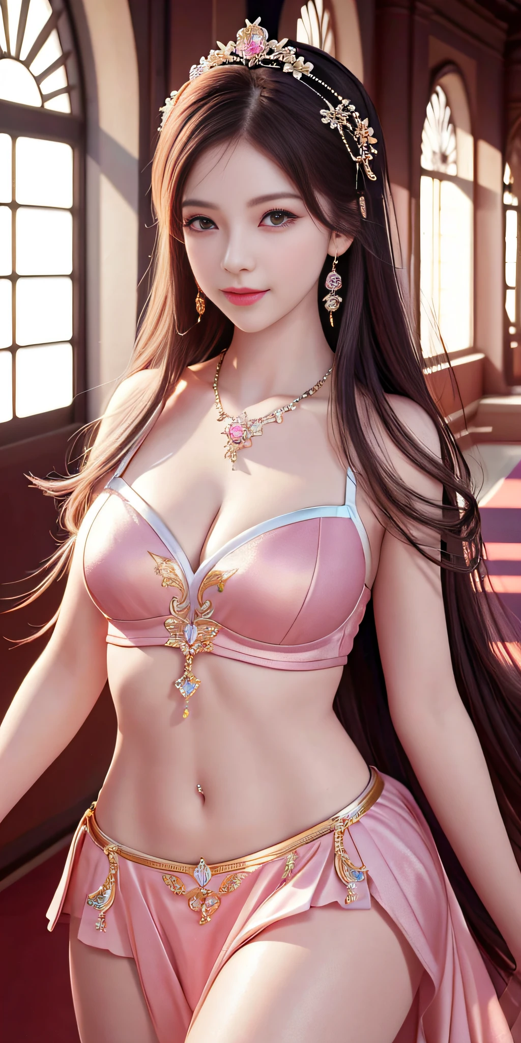 Best Quality, Masterpiece, High Resolution, Girl 1 Piece, Naked Girl, Beautiful Face, Hair Accessory, Look at the Audience, Smile, Shut Up, Lips, Sexy Girl, Hairless Labia, Pink Nipples, Sexy Beautiful Legs, Plump Tits, Hair Accessories, Necklaces, Jewelry, Long Hair, Earrings, Beautiful Face, On the Body, Tyndall Effect, Realism, Shadow Studio, Edge Lighting, Two-Color Lighting, (High Detail Skin: 1.2), 8k Ultra HD, DSLR, Soft Light Lighting, High Quality, Volume Lighting, Photos, High resolution 4K, 8k, blurred background