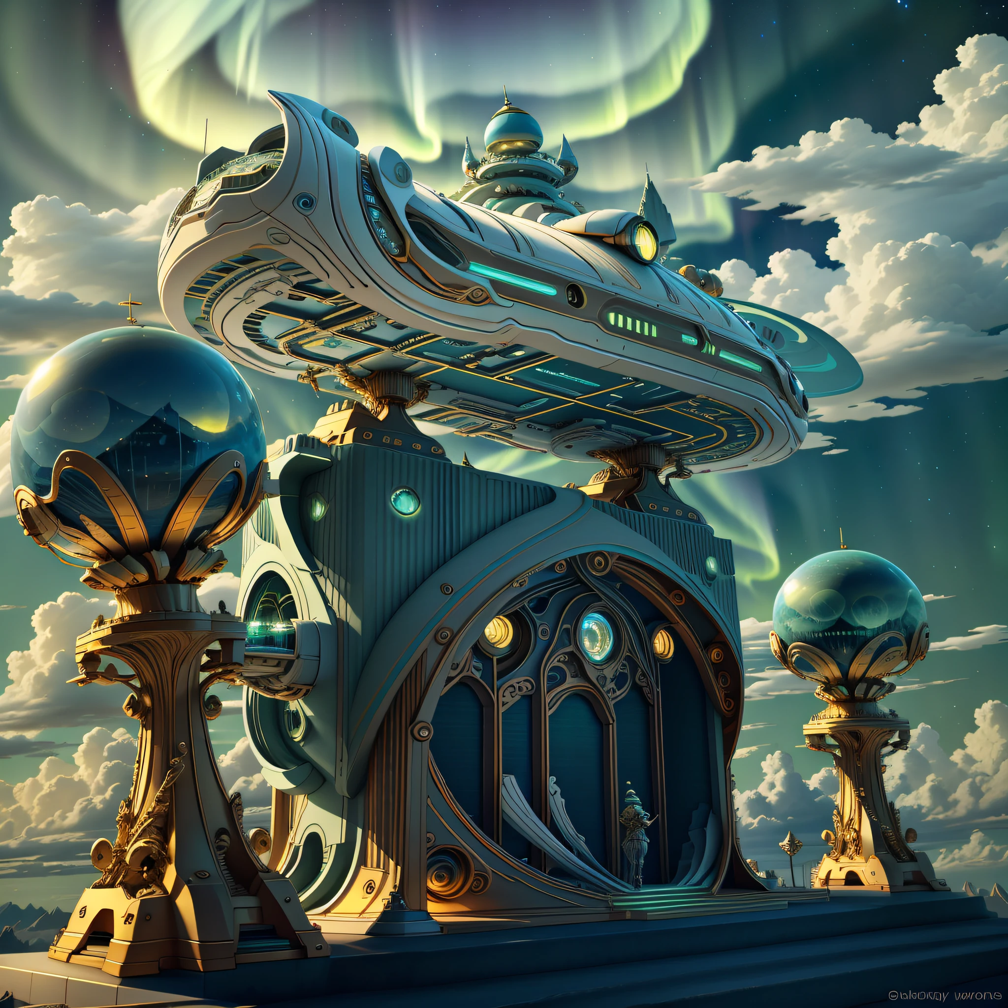 Auroras, spaceships, clouds