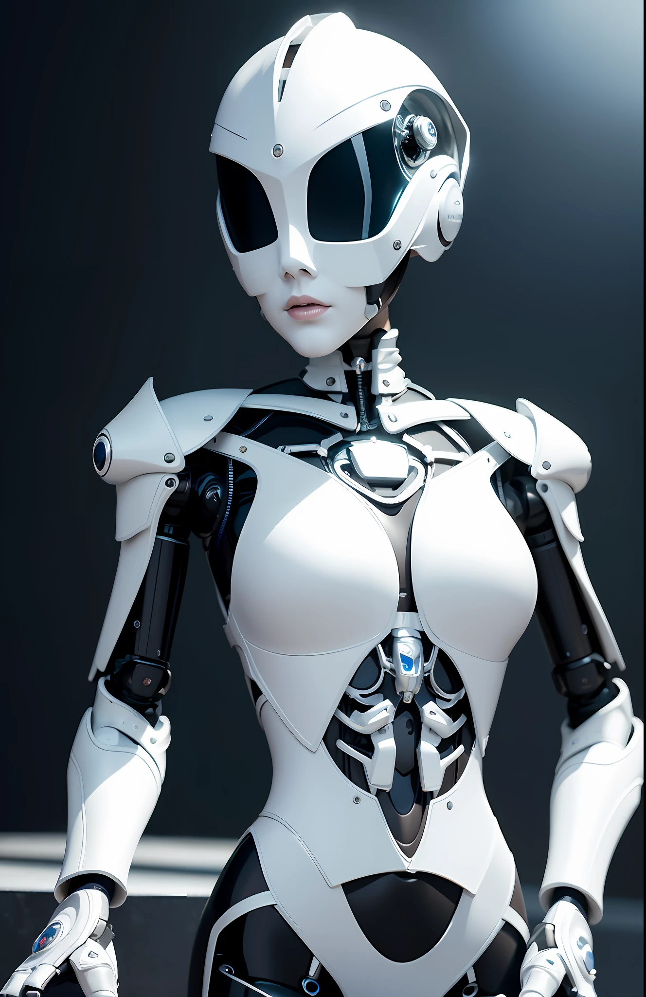 Complex 3d rendering very detailed beautiful sheer silhouette female robot face, robot, robot parts, 150mm, beautiful studio soft light, edge light, vibrant details, luxurious cyberpunk, lace, surrealism, anatomy, facial muscles, cable wire, microchip, elegant, beautiful background, octane rendering, HR Giger style, 8k, best quality, masterpiece, illustration, very delicate and beautiful, very detailed, CG, unified, wallpaper, (realism, Realism: 1.37), amazing, fine details, masterpiece, best quality, official art, very detailed CG unified 8k wallpaper, ridiculous, incredibly ridiculous, robot, silver helmet, full body, sitting