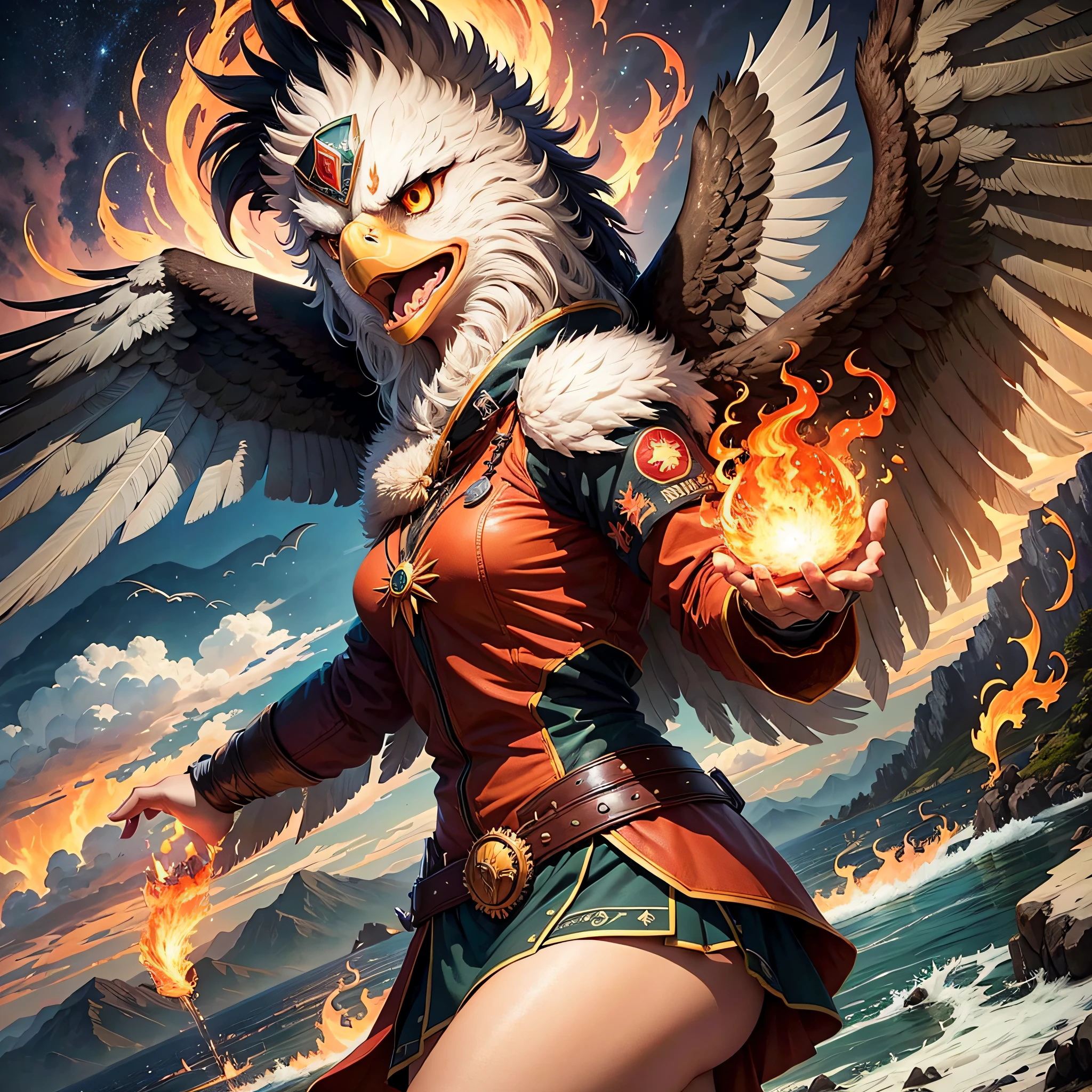 eagles, sky, fire, mountains, ocean, lighting, fireballs --auto --s2