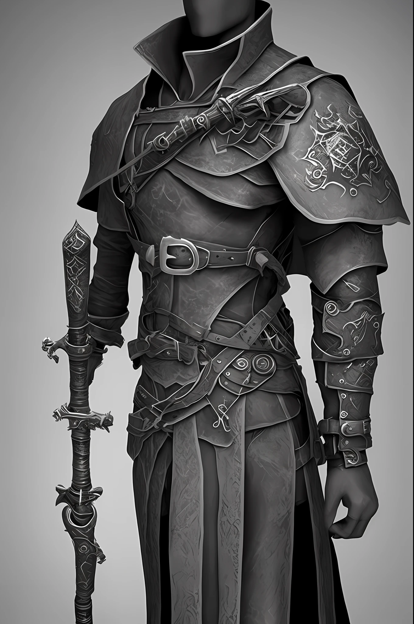 Create more for the radiology technician side and make an RPG version please using a sword and using a black and gray lead armor