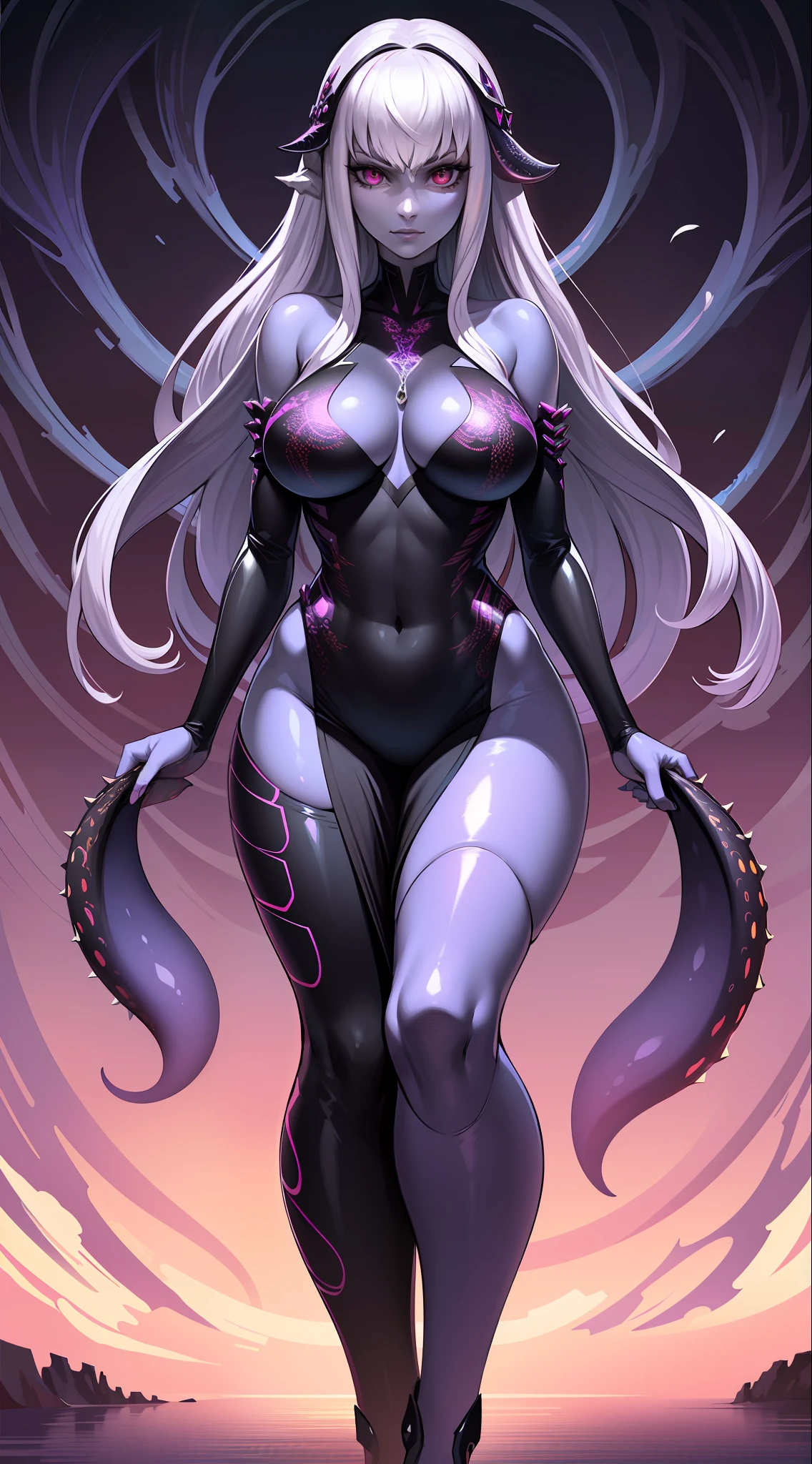 (HD, Sharp, Fractal), Single Woman, Ultra Glossy Skin, Tentacles
