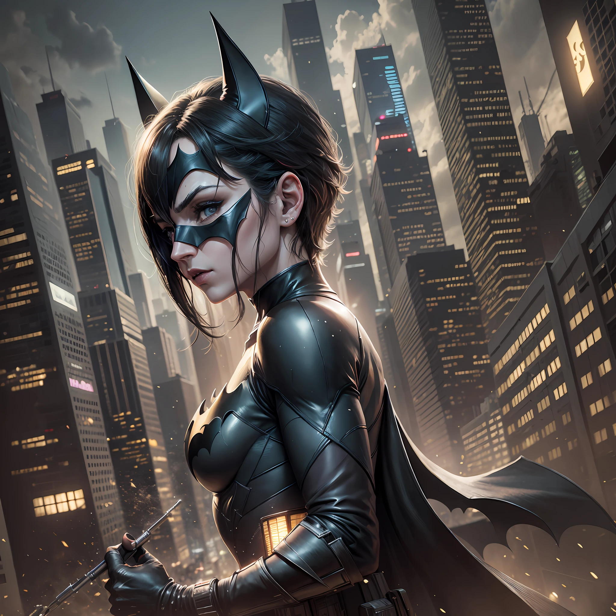 the Batman, foto realista de frente sombria 4k Gotham city --auto --s2