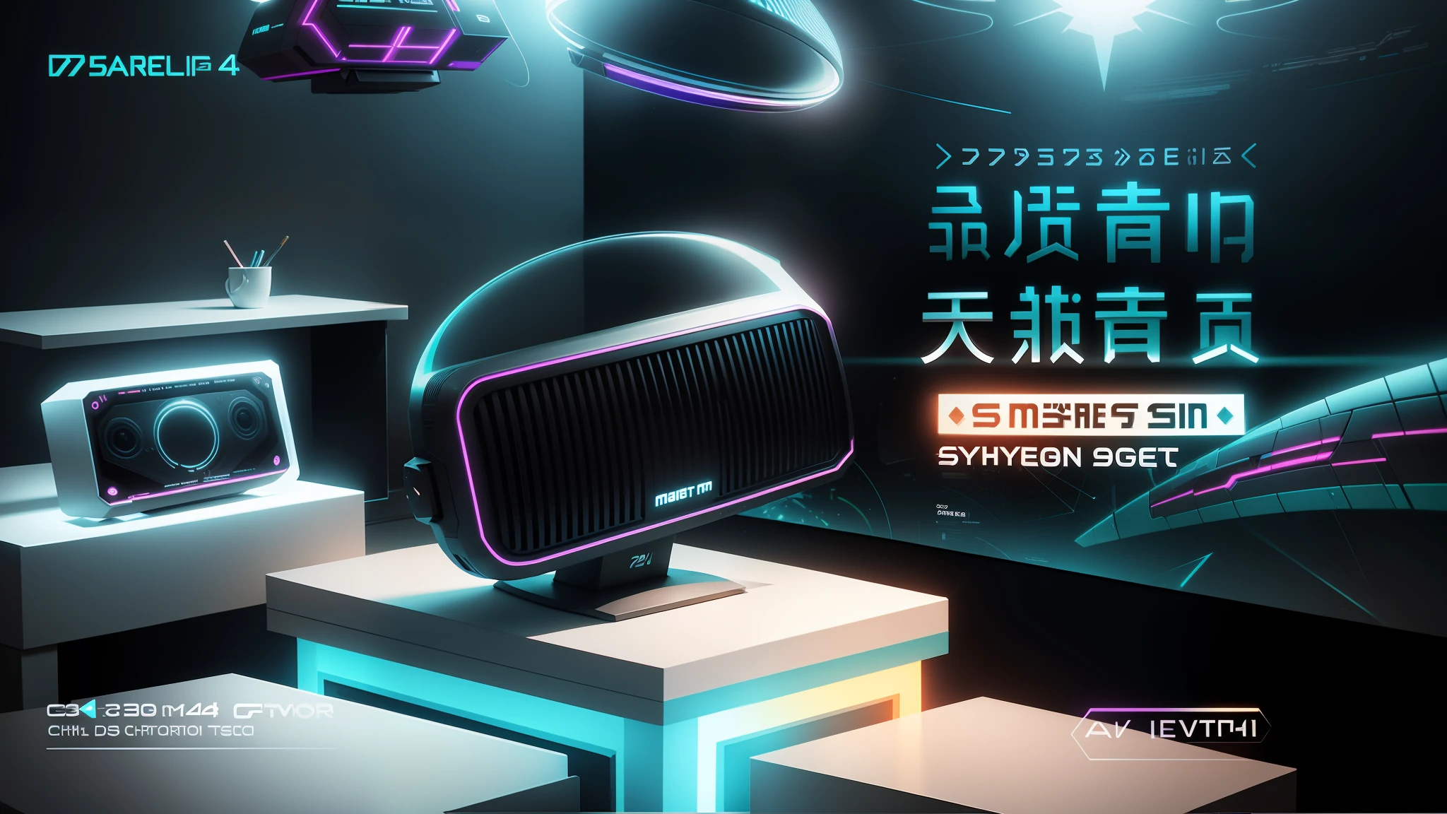 A C4d style synthetic poster, a sound effect in front of the TV screen, light effects, movie light effects, master color matching, master aesthetics --auto --s2