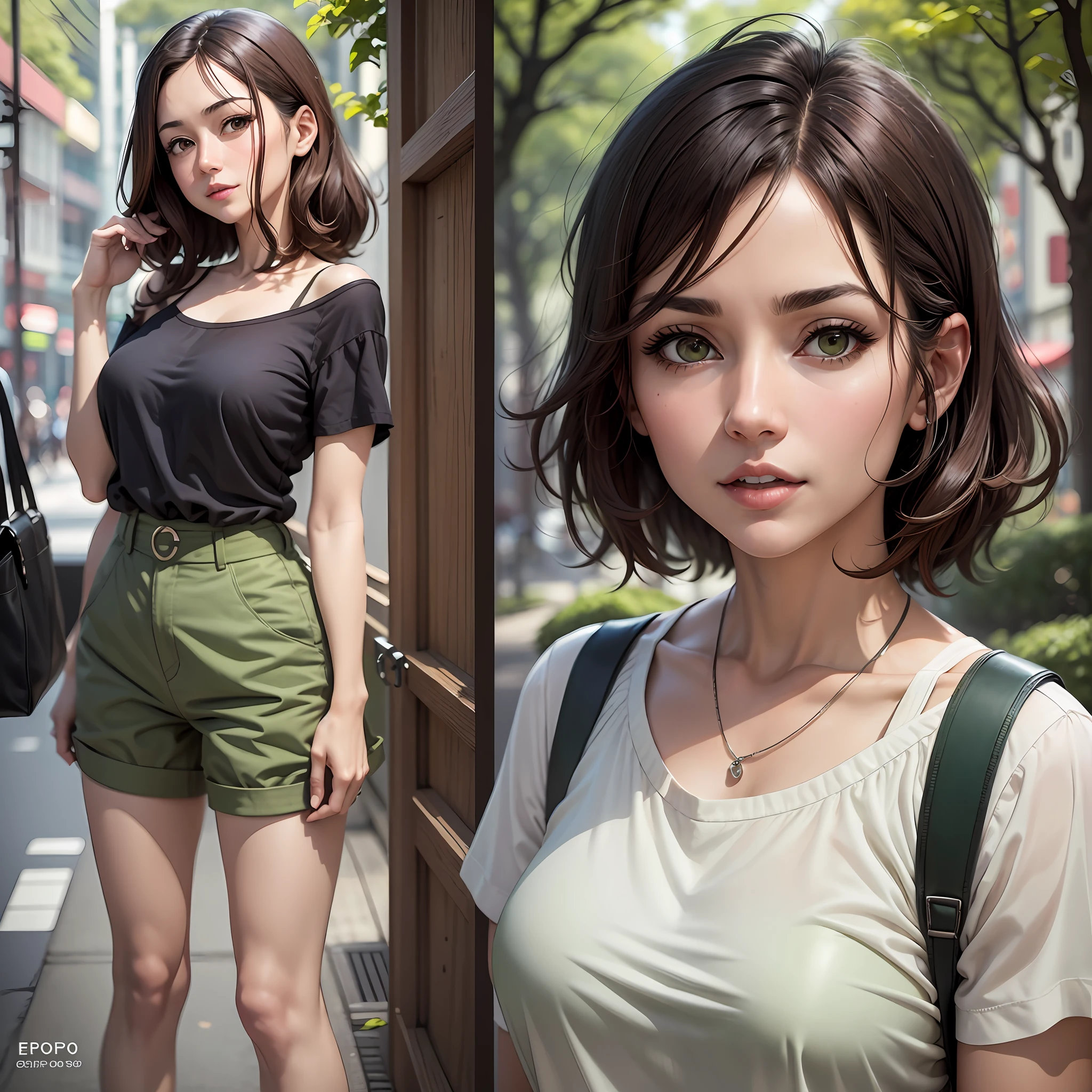 Images similar to http://img03.eropuru.com/30000/30571/30571-0sl.jpg of middle aged woman, beauty, adult, Japan, dark brown hair, white camisole, green cargo pants, Japan, 50s, beauty, --auto --s2