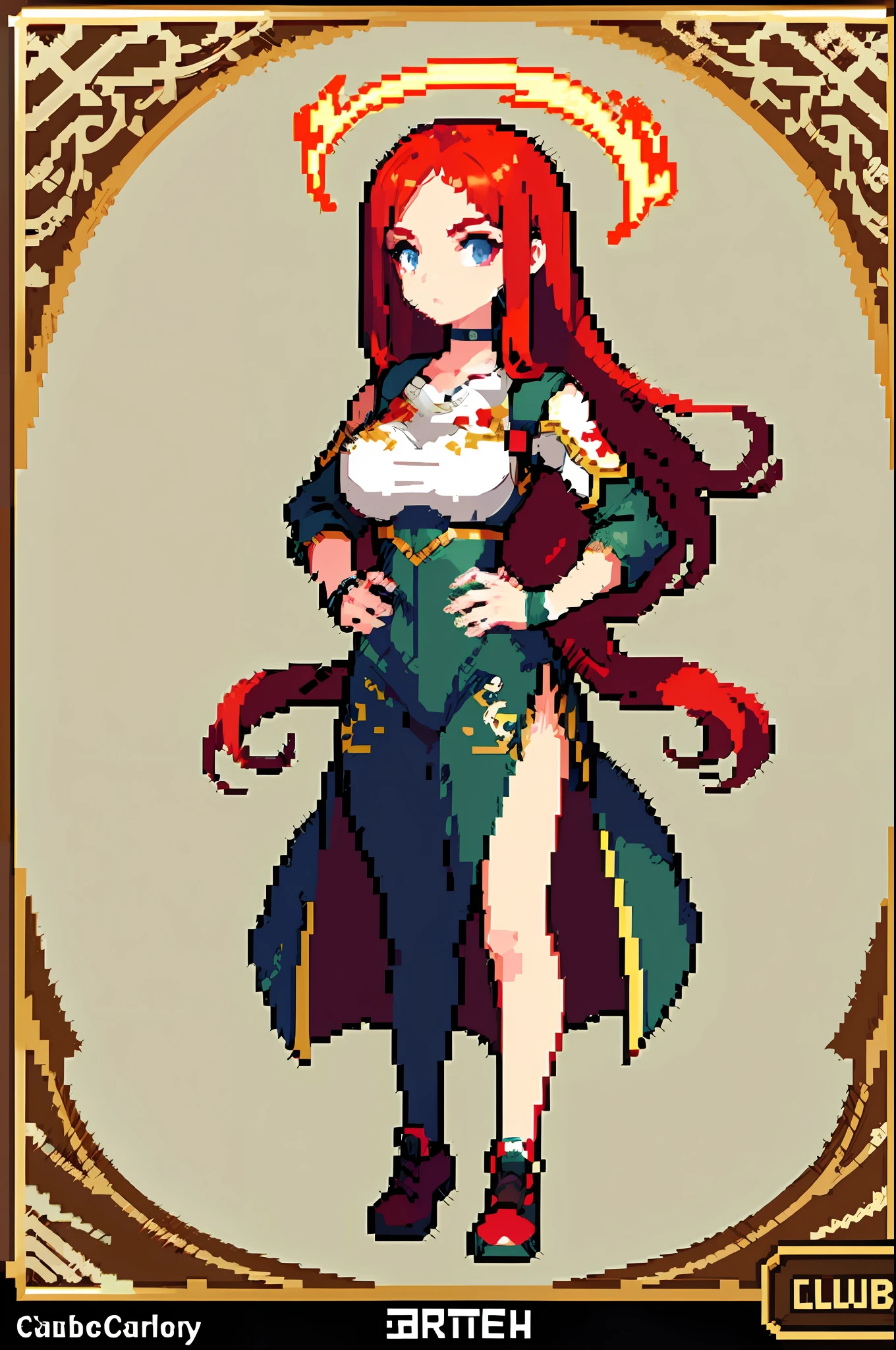 red hair, warrior,  (masterpiece, top quality, best quality),pixel,pixel art, 1girl, (best quality:1.3),(masterpiece:1.1),(illustration:1.2),(ultra-detailed:1.2)