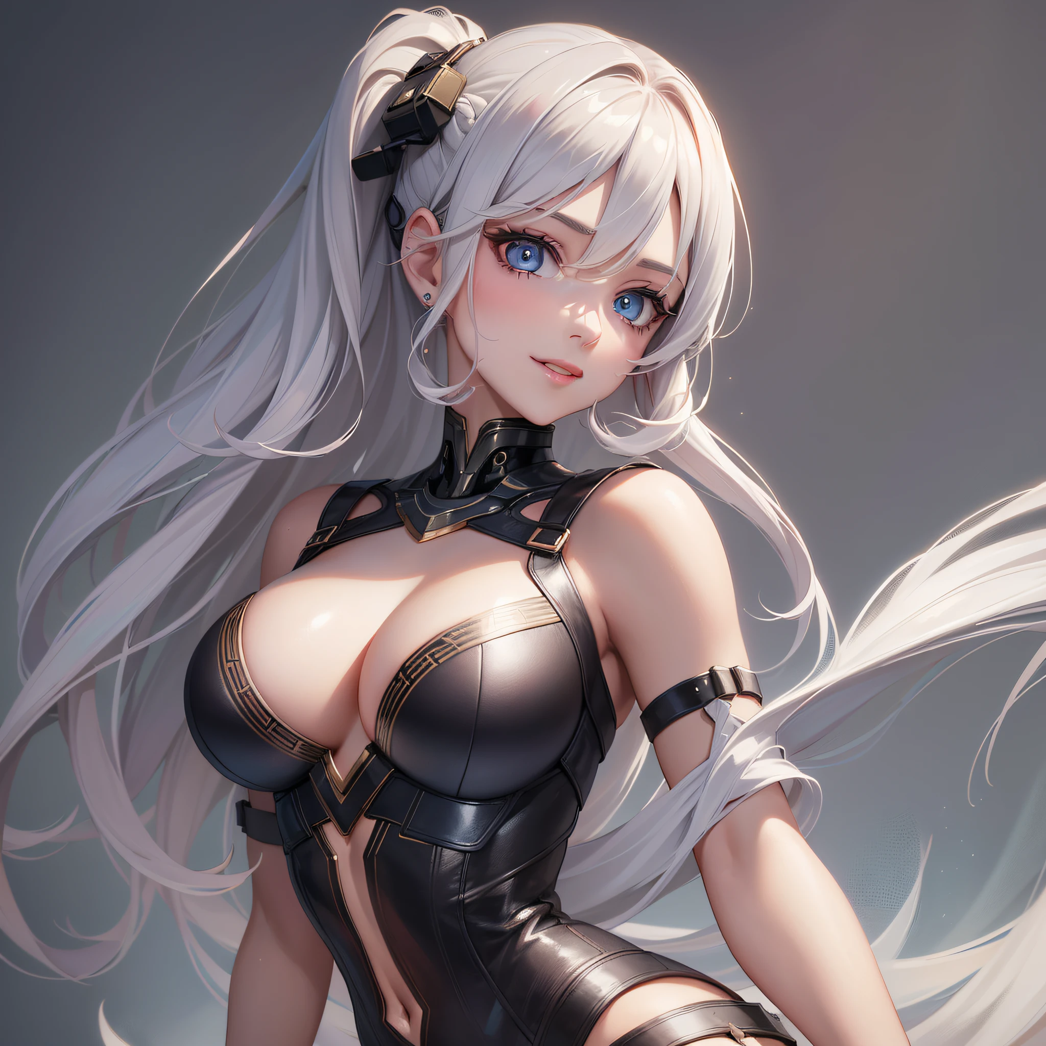 ((Best Quality, 8K, Masterpiece: 1.3)), 1girl, Slim Abs Beauty: 1.3, (Hairstyle Casual, Big Breasts: 1.2), Dress: 1.1, Super Fine Face, Delicate Eyes, Double Eyelids, Smile, cyborg