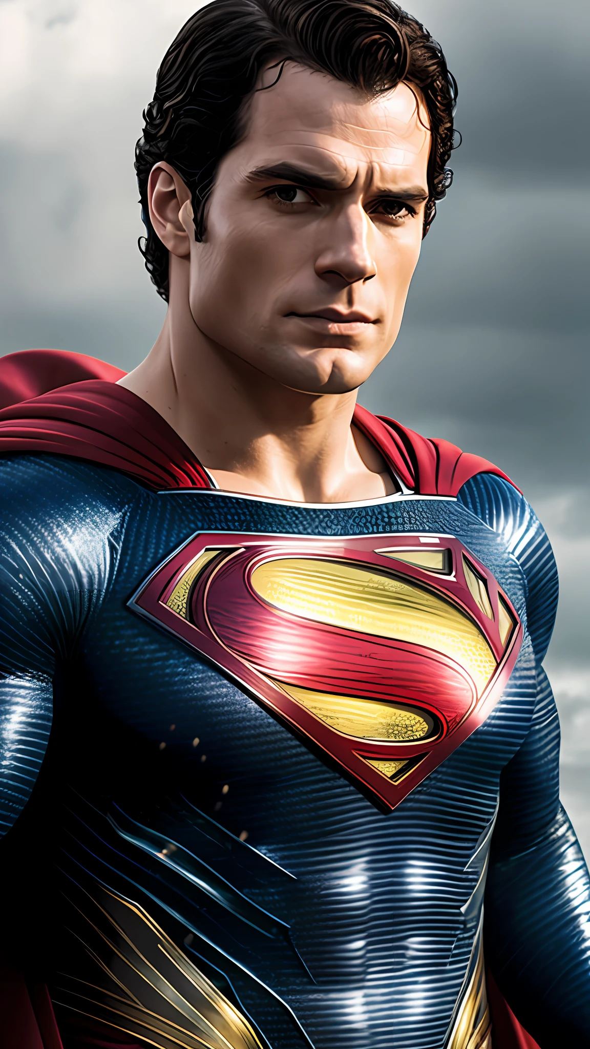 Henry Cavill as Superman, photo facing arms crossed, realistic 8k detailed