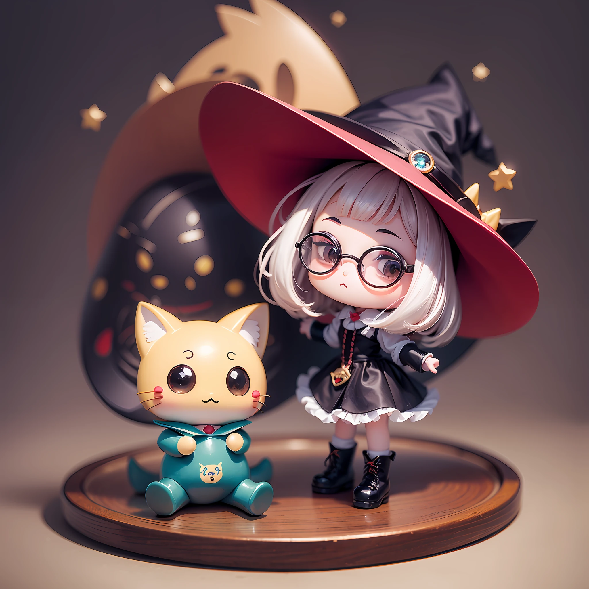 Sanrio Chara, Witch, Round Glasses, Female, Cute, POP, Lilith, Anime, Solo, Japan Anime, Black Hair