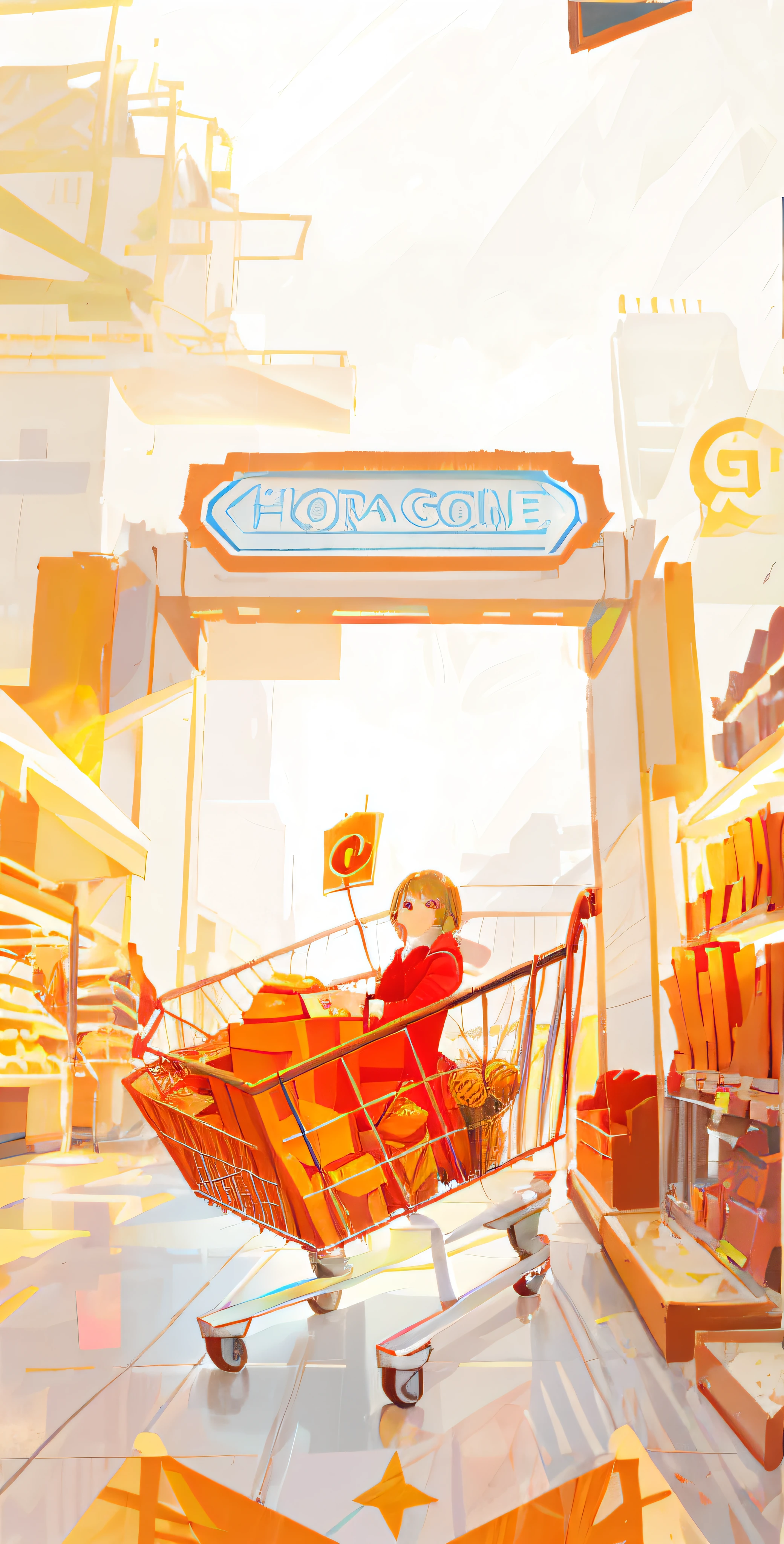 A shopping cart in the middle