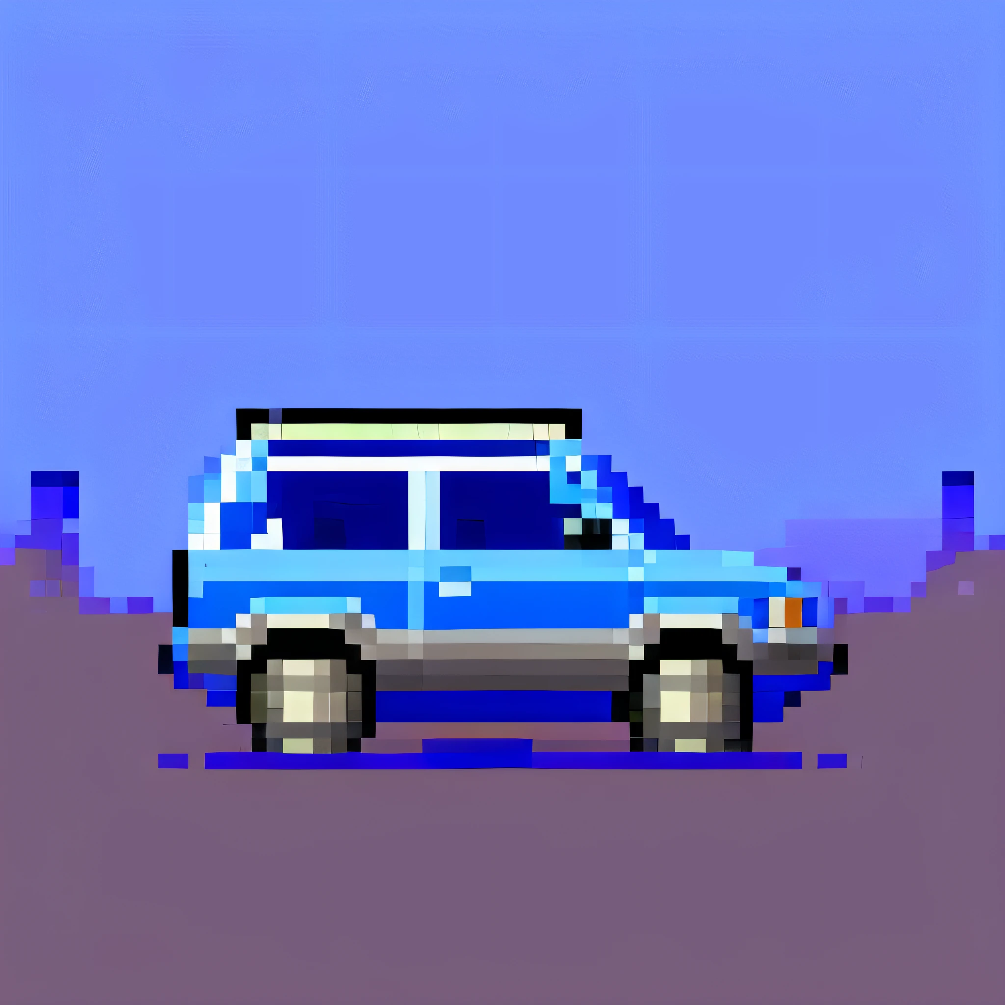 a 16bit pixel style blue offroad car, side view, suv, pixelart, gamedev. game asset, pixelsprite, no background