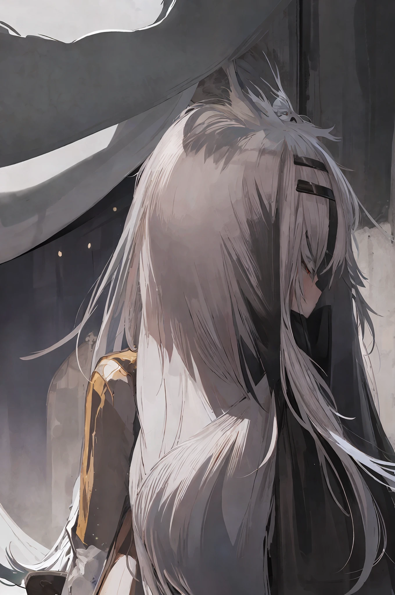 a close up of a woman with white hair and a white mask, beautiful character painting, guweiz, artwork in the style of guweiz, white haired deity, by Yang J, epic exquisite character art, stunning character art, by Fan Qi, by Wuzhun Shifan, guweiz on pixiv artstation