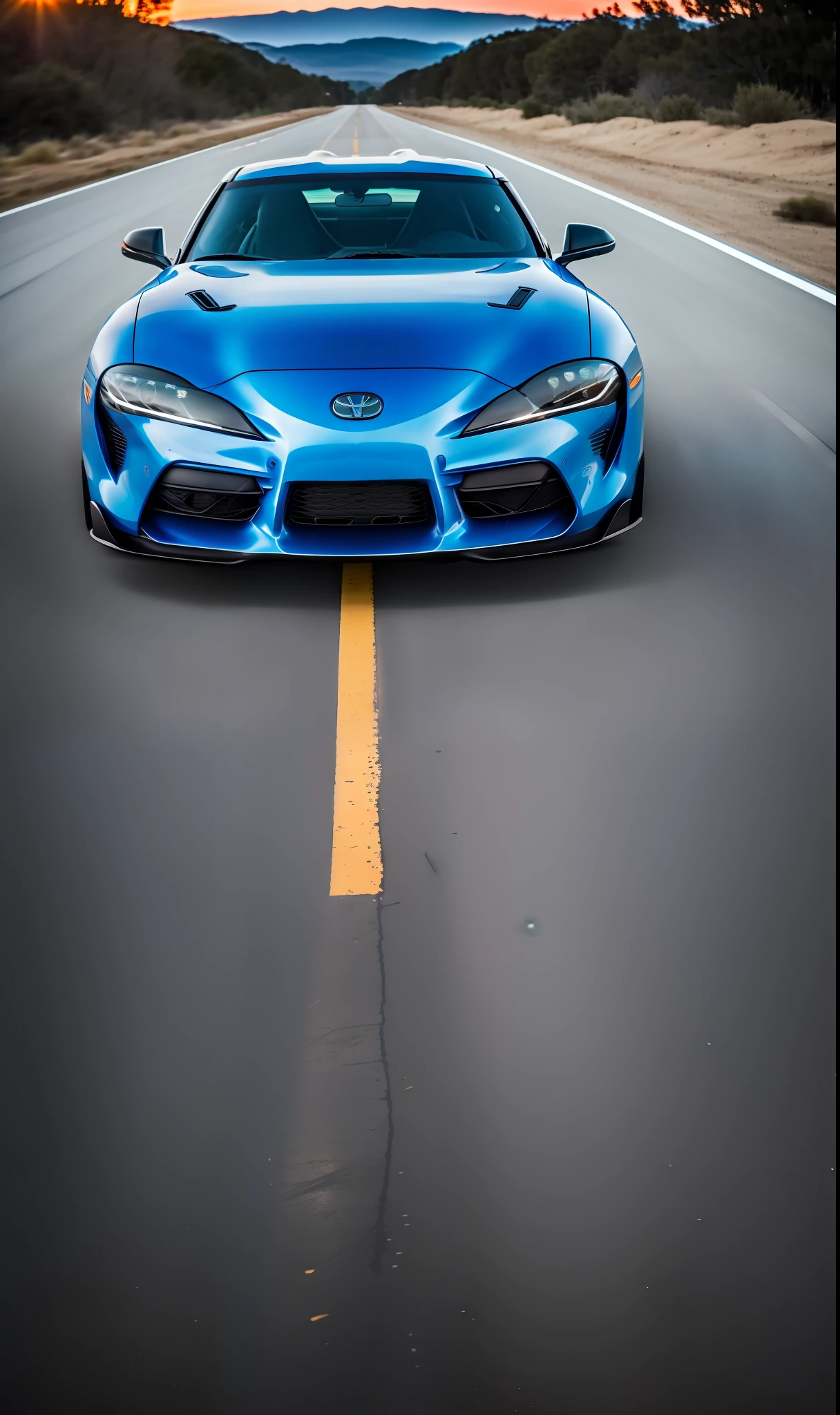 Color photo of a Toyota supra car, 8k uhd, Dslr, soft lighting, high quality, grain film, Fujifilm XT3