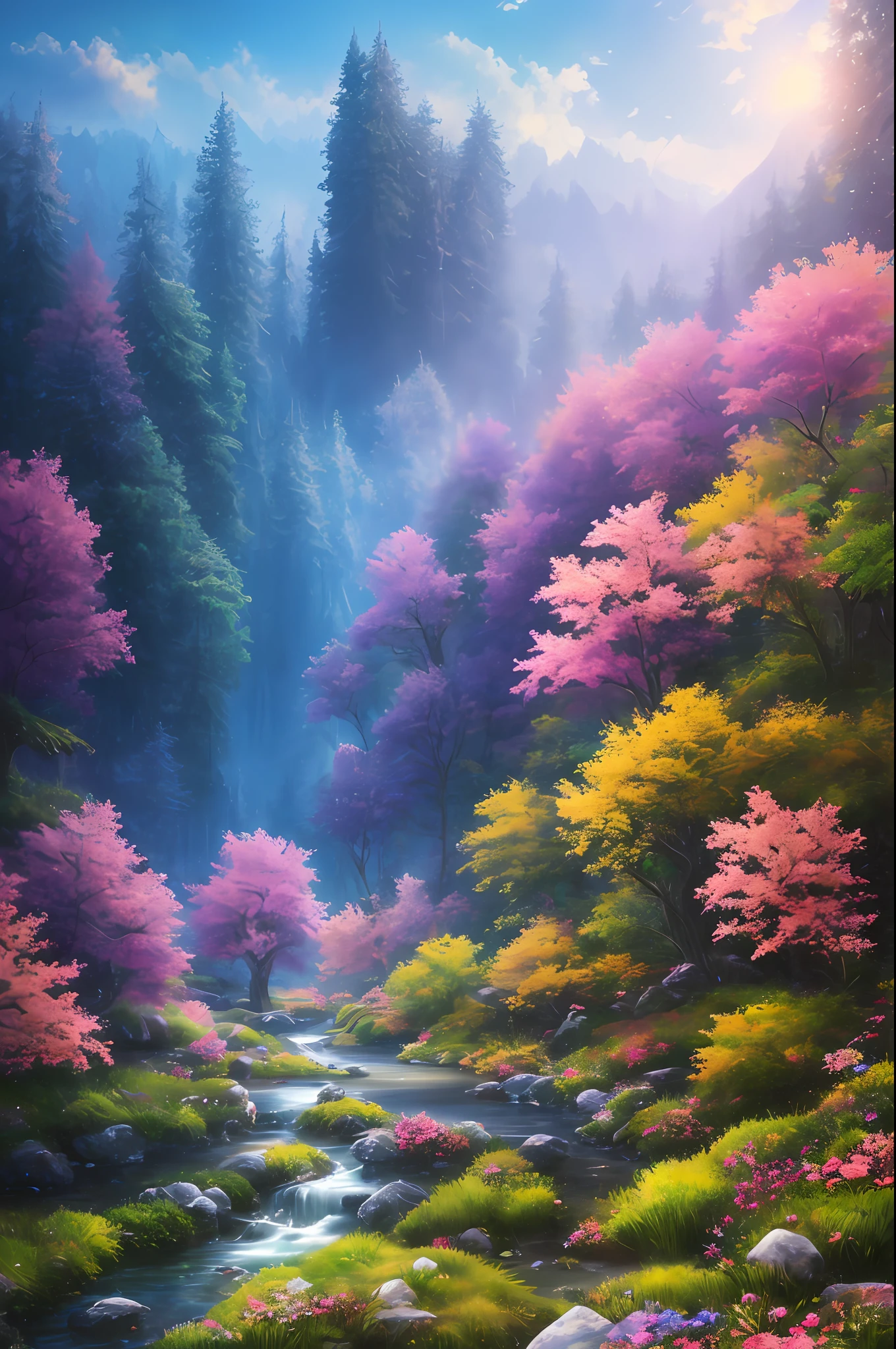 masterpiece, best quality, high quality,extremely detailed CG unity 8k wallpaper, An enchanting and dreamy scene of a fantasy forest, with towering trees, glowing mushrooms, and hidden fairy glens, creating a sense of mystique and enchantment, artstation, digital illustration, intricate, trending, pastel colors, oil paiting, award winning photography, Bokeh, Depth of Field, HDR, bloom, Chromatic Aberration ,Photorealistic,extremely detailed, trending on artstation, trending on CGsociety, Intricate, High Detail, dramatic, art by midjourney