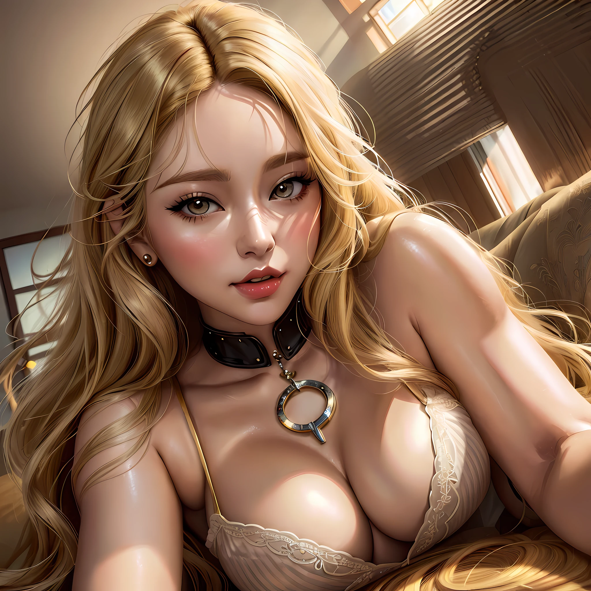 blond woman with big breast laying on a couch in a room, artwork in the style of guweiz, ig model | artgerm, detailed digital anime art, artgerm. anime illustration, extremely detailed artgerm, fanart best artstation, artgerm. high detail, seductive anime girl, artgerm on artstation pixiv