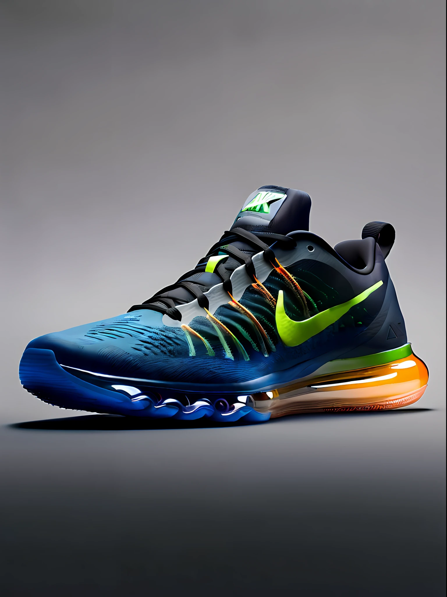 (Best quality),(masterpiece),(ultra detailed),(4k resolution),(extremely detailed) Translucent, experiment, product design, 3D render, Octane, Calm and well contrast, In the AIR, Bright, Nike trainers sneakers