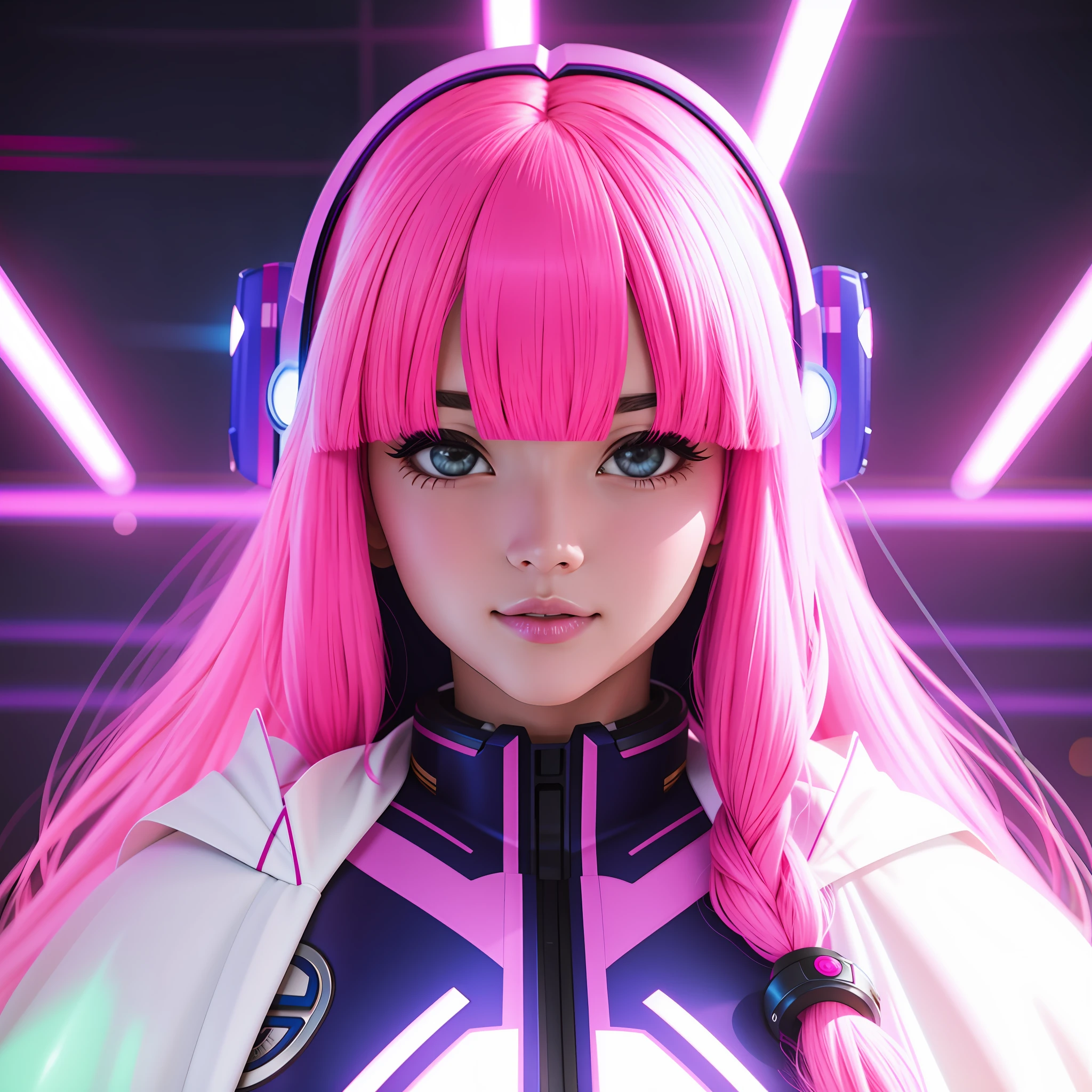 Bust to waist ((half body)) perfect skin, hyperrealistic masterpiece, Superheroine girl ((pink hair)) in extremely complex & superdetailed tight plugsuit ((with white cape)), cinematic illumination: 8k, Portrait kodak 400 PHOTOGRAPHY CANON MARK III SHARPNESS f/8 AND SHUTTER SPEED 1/8000 ISO 100