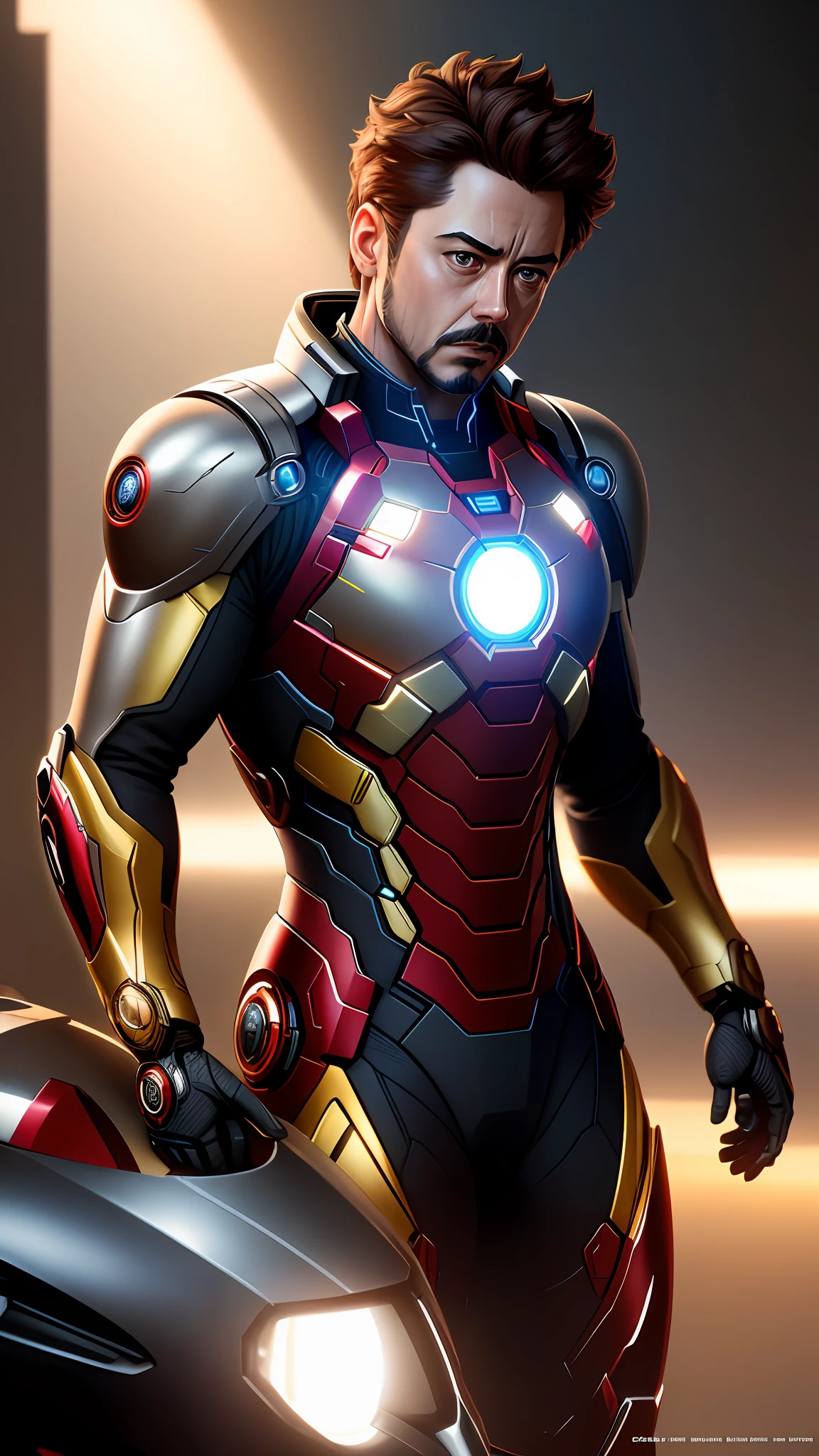 tony stark isiron man ,no helmet, photography,soft lighting, soft details, octane, artstation trending, ultra high detail, ultra realistic, cinematic,16k