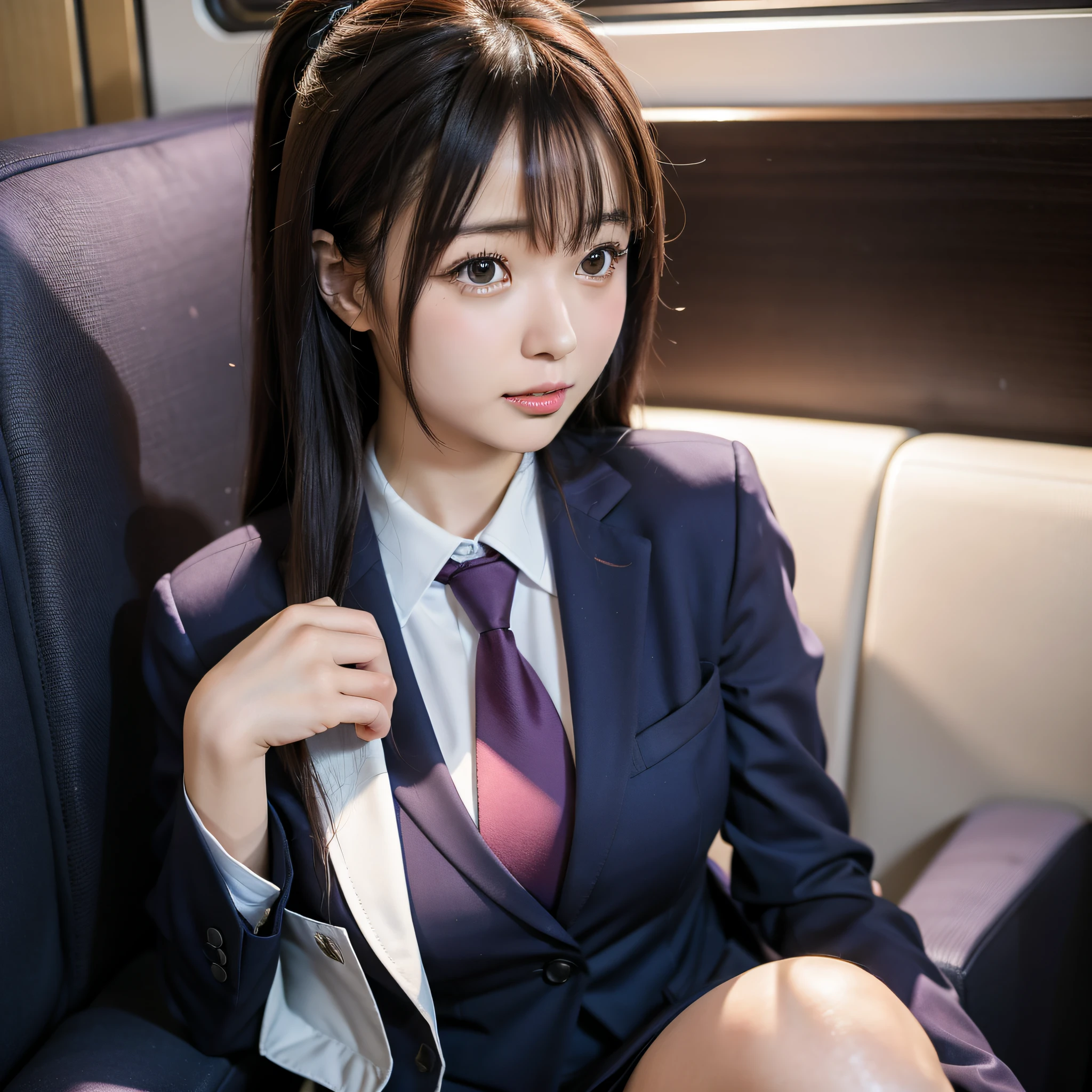 arafed asian woman in a suit and tie sitting on a train, japanese girl school uniform, japanese school uniform, wearing japanese school uniform, a hyperrealistic schoolgirl, girl wearing uniform, hyperrealistic schoolgirl, cute schoolgirl, realistic schoolgirl, beautiful anime high school girl, seifuku, wearing school uniform, wearing a school uniform