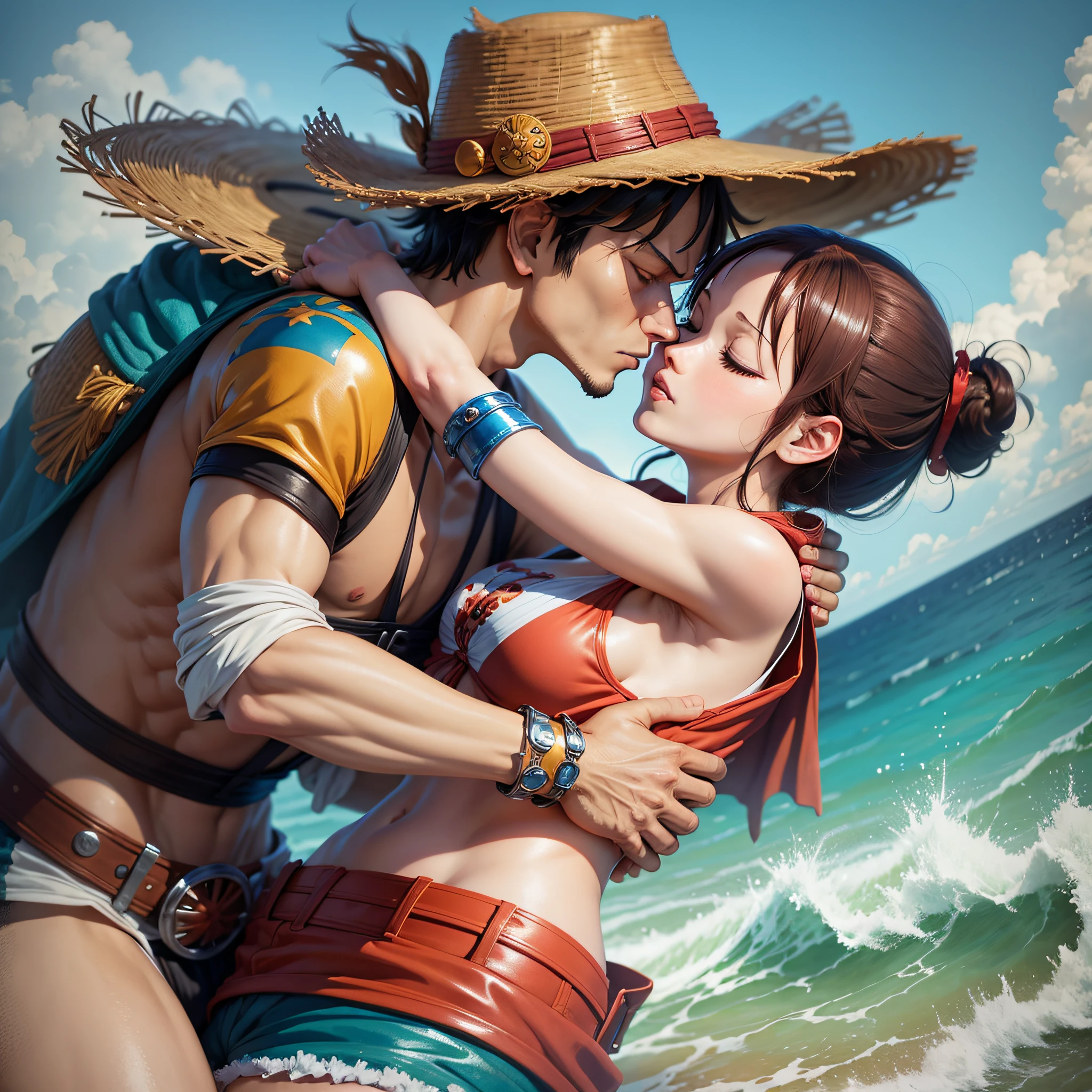One piece luffy character kissing petite nami --auto --s2