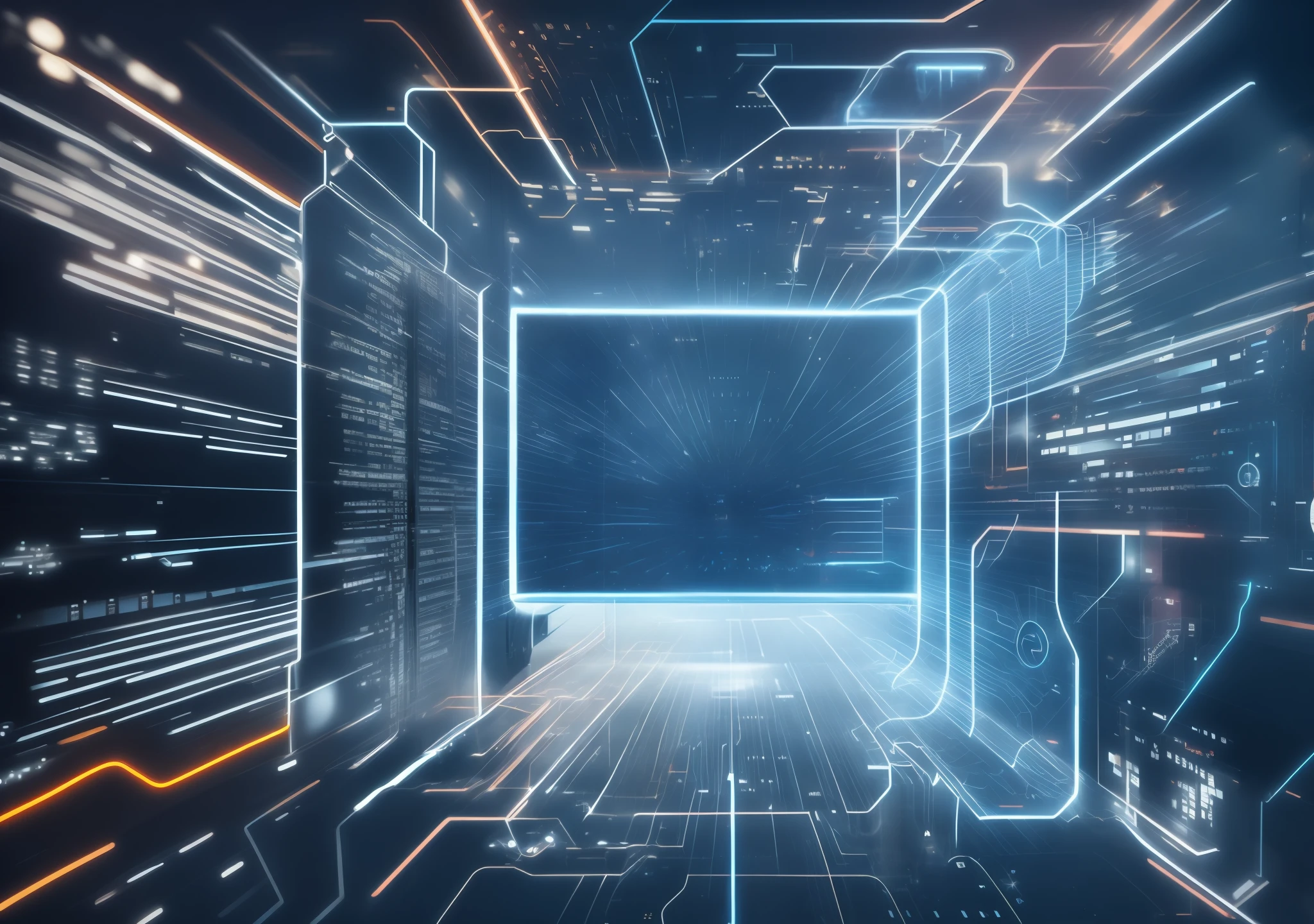 High-tech computer interface with futuristic graphics