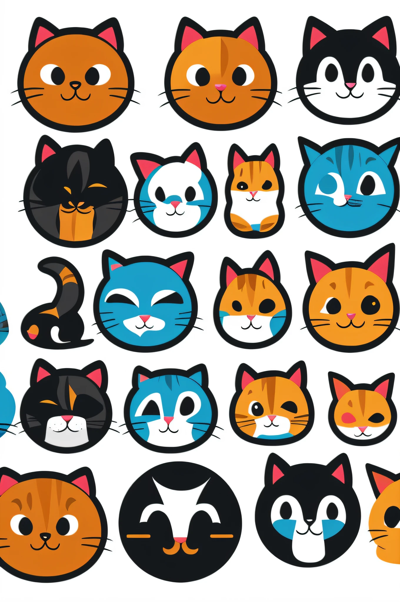 a cute mascot cat logo, simple, vector art, flat design, white background
