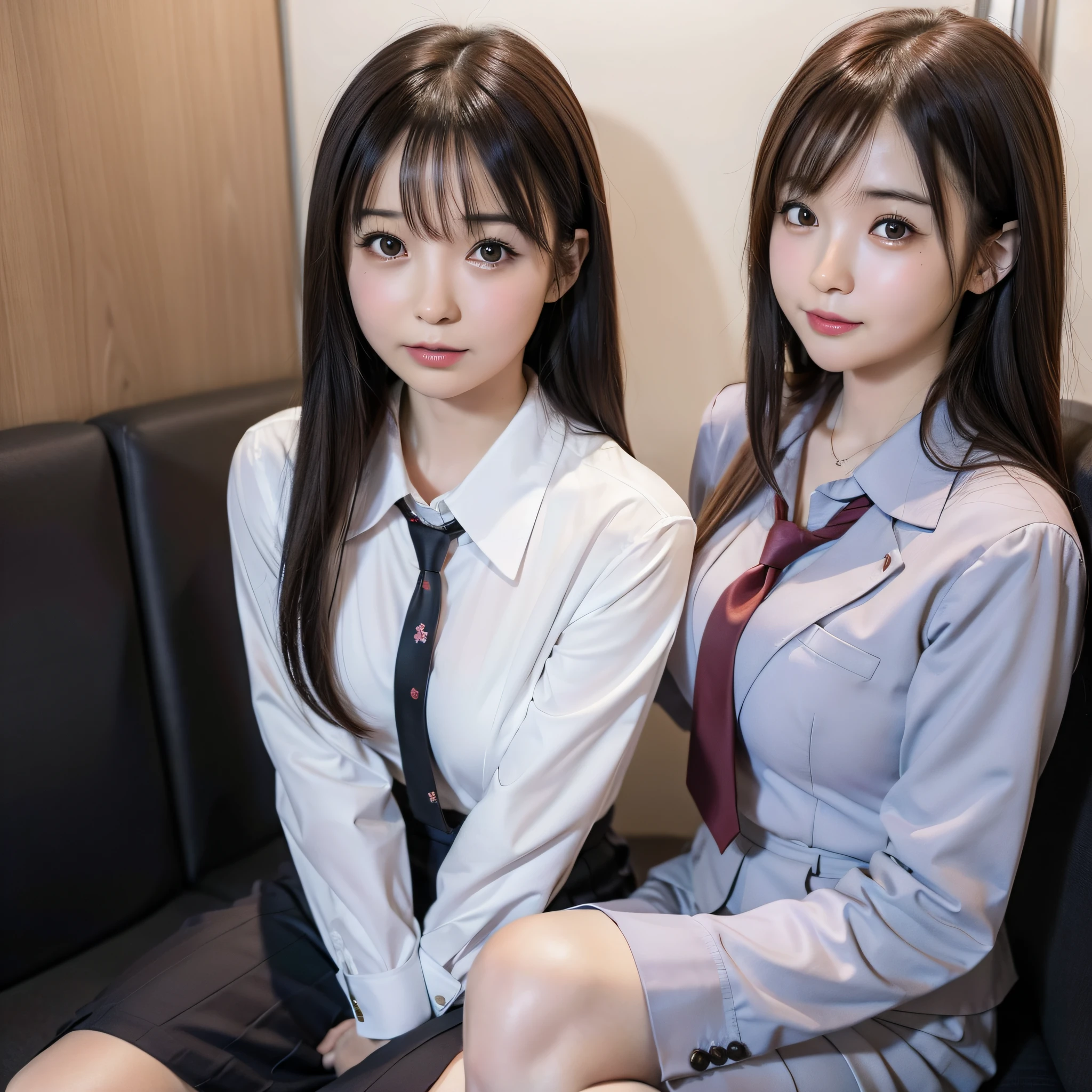 arafed asian woman in a suit and tie sitting on a train, brown hair, japanese girl school uniform, japanese school uniform, wearing japanese school uniform, a hyperrealistic student, girl wearing uniform, hyperrealistic student, cute student, realistic student, beautiful high school anime girl, seifuku, wearing school uniform, wearing a school uniform, hamster,