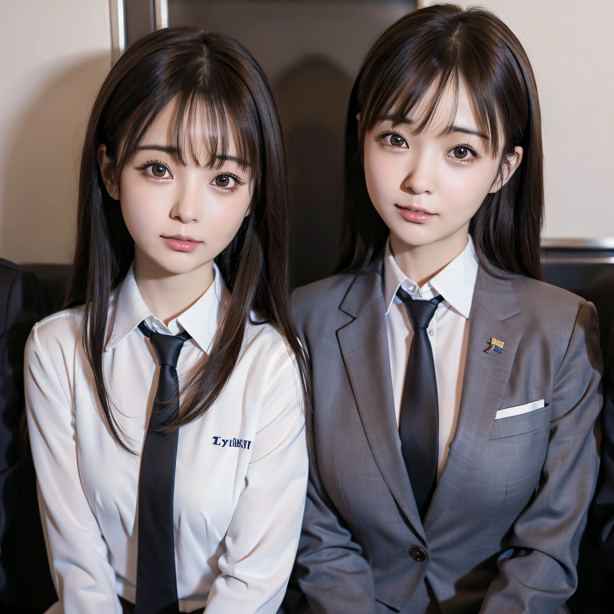 arafed asian woman in a suit and tie sitting on a train, brown hair, japanese girl school uniform, japanese school uniform, wearing japanese school uniform, a hyperrealistic student, girl wearing uniform, hyperrealistic student, cute student, realistic student, beautiful high school anime girl, seifuku, wearing school uniform, wearing a school uniform, hamster,