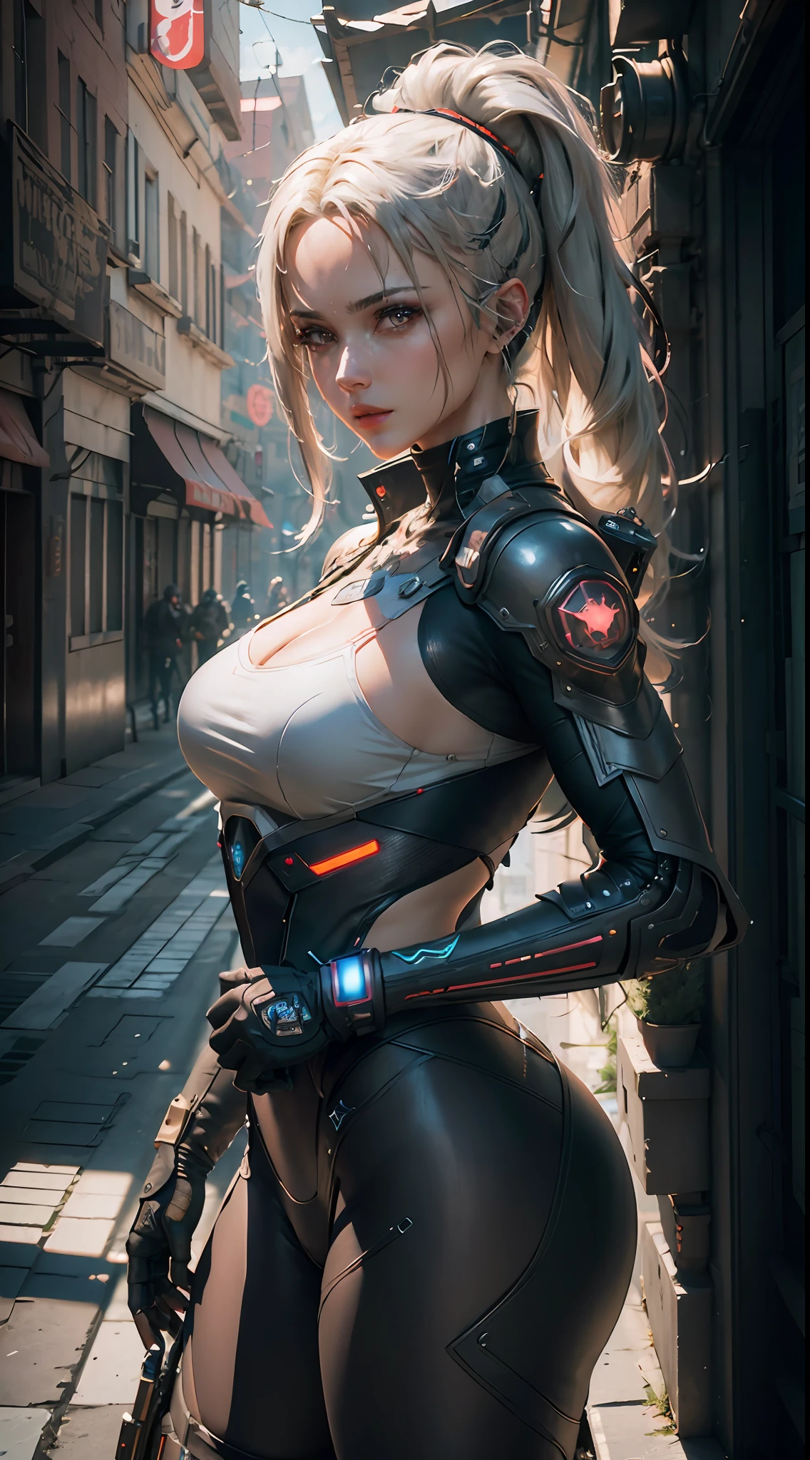 ((Best quality)), ((masterpiece)), (detailed:1.4), 3D, an image of a beautiful cyberpunk female,HDR (High Dynamic Range),Ray Tracing,NVIDIA RTX,Super-Resolution,Unreal 5,Subsurface scattering,PBR Texturing,Post-processing,Anisotropic Filtering,Depth-of-field,Maximum clarity and sharpness,Multi-layered textures,Albedo and Specular maps,Surface shading,Accurate simulation of light-material interaction,Perfect proportions,Octane Render,Two-tone lighting,Wide aperture,Low ISO,White balance,Rule of thirds,8K RAW,