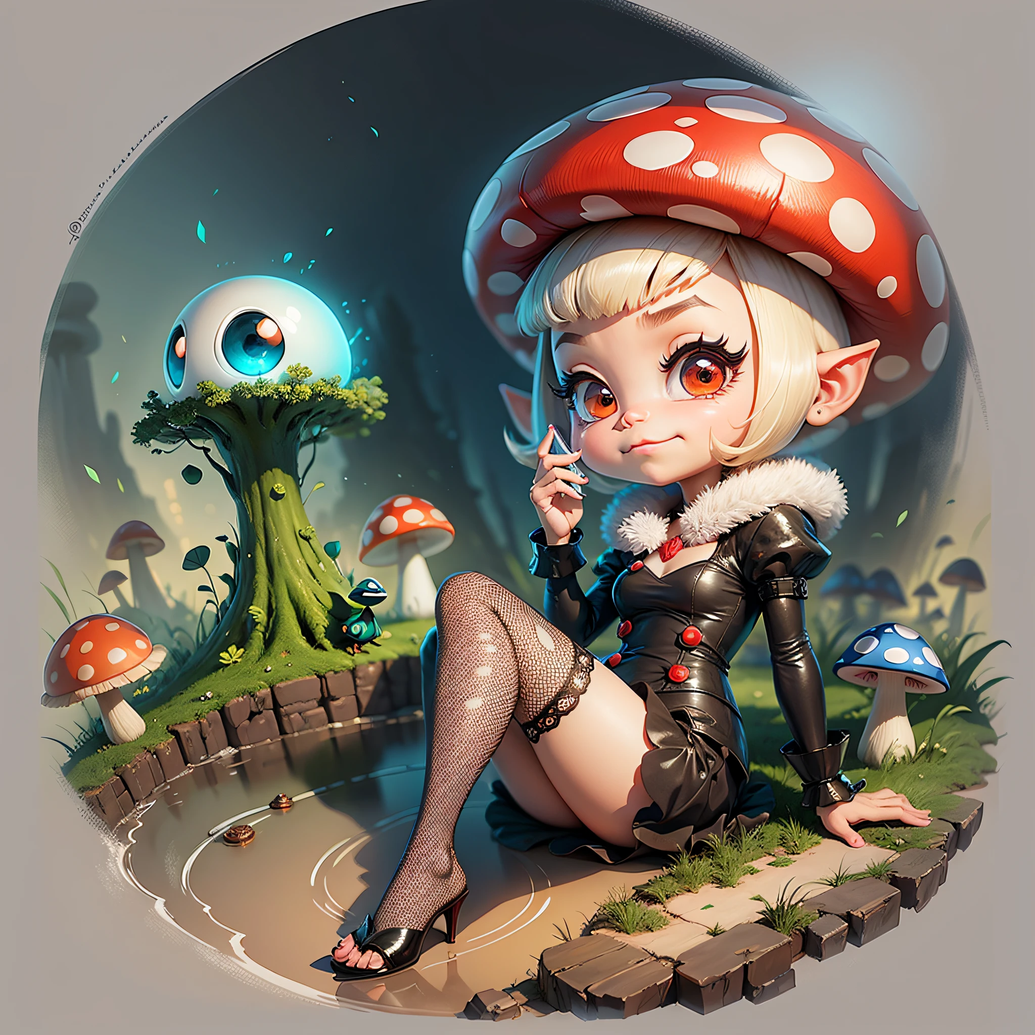 Design a cute mushroom villain, Pixar style --auto --s2