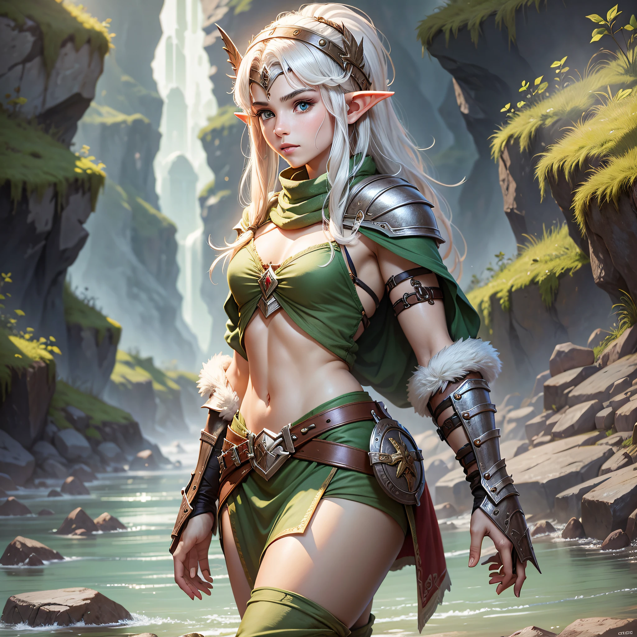 A 19-year-old elf warrior in worn clothes --auto --s2