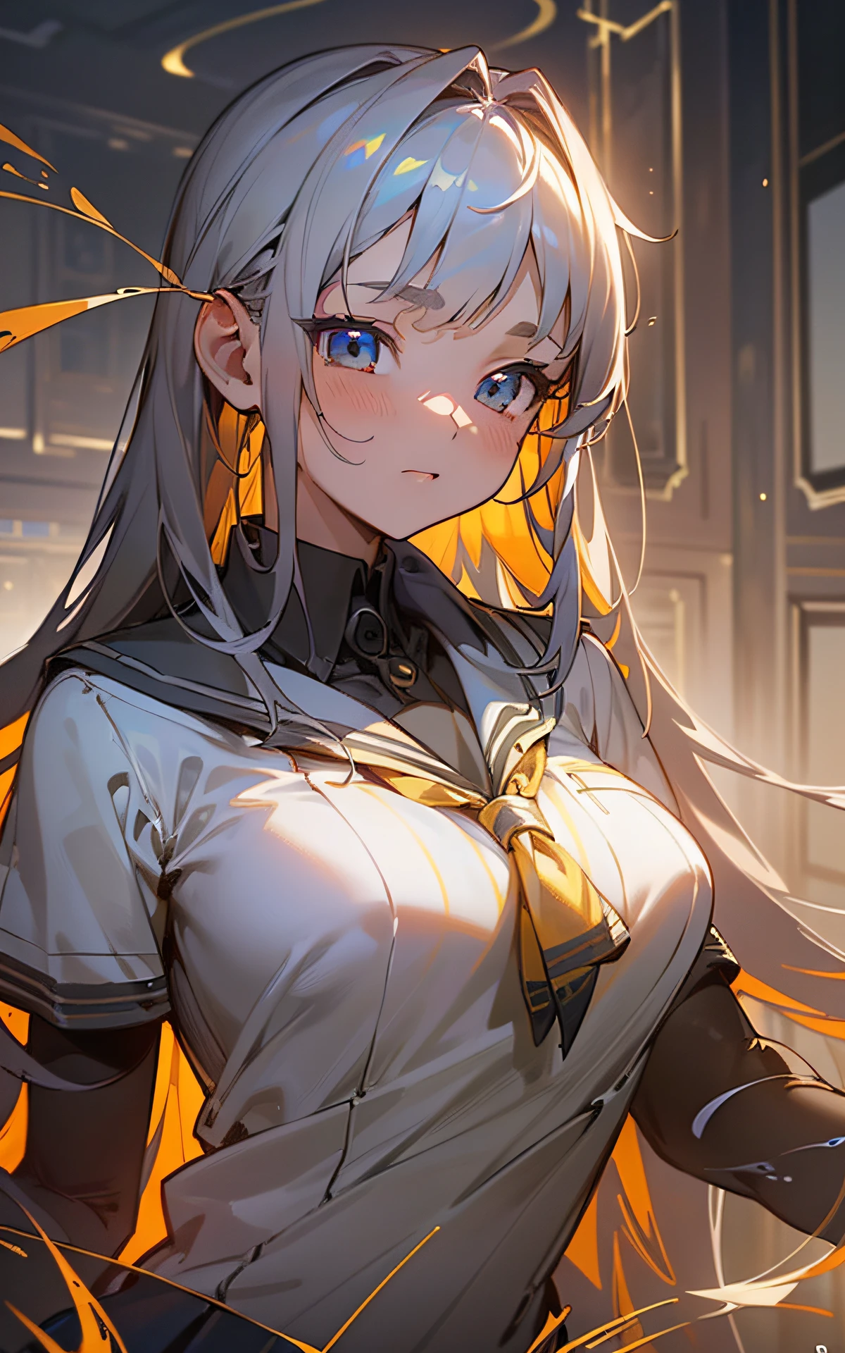 ((unity 16k wallpaper, masterpiece, best quality, ultra-detailed, extremely detailed CG, caustics, detailed, beautiful detailed eyes, 14 years old, dynamic pose、curby)), ultra high-definition, fine skin, (cute: 1.2), (school uniform)、vivid