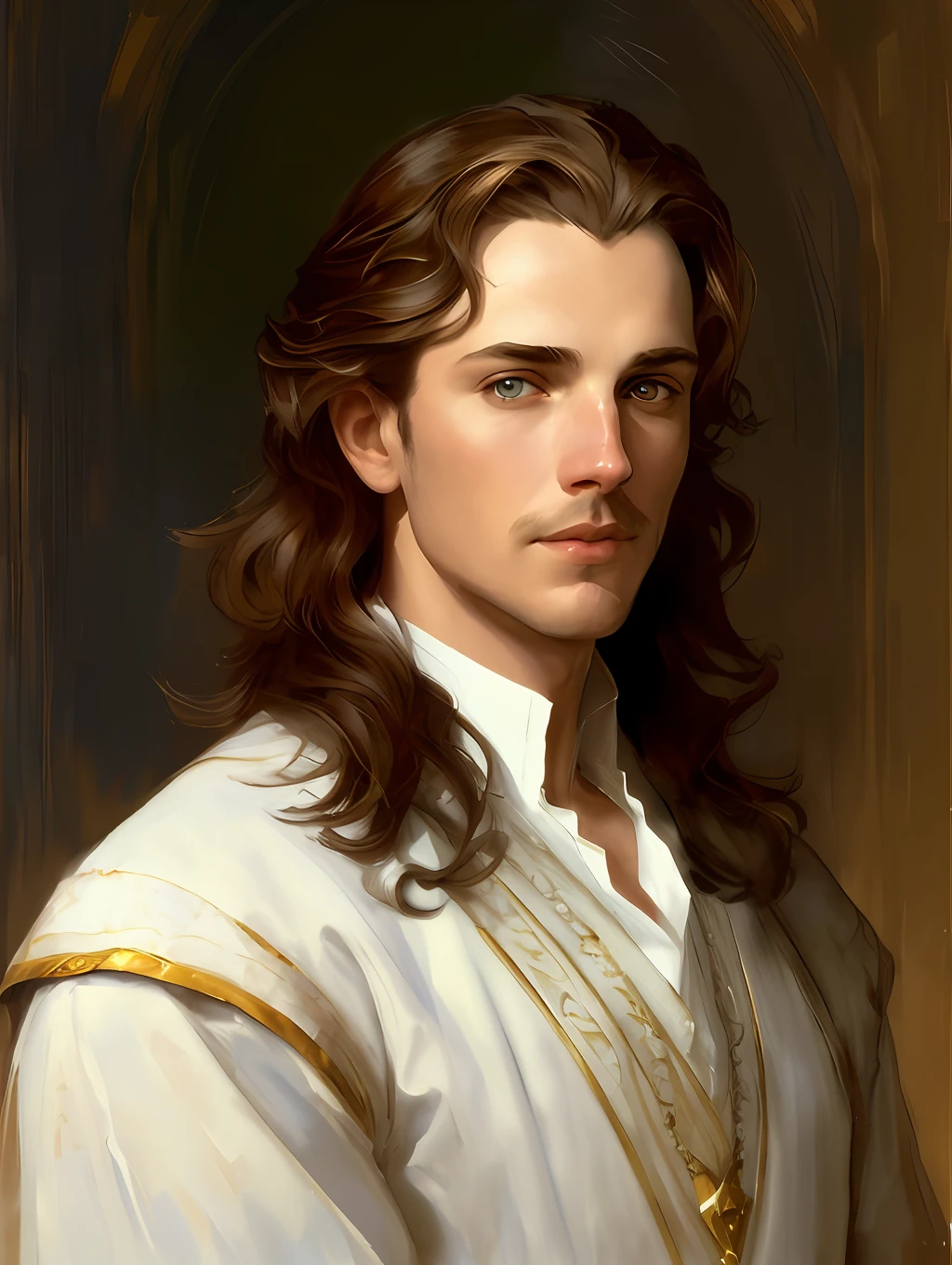 (Masterpiece) An insanely handsome young lord, white skin, light brown short messy hair, blue eyes, perfect face, extremely handsome man, big Greek nose, nice lips, biblical, gospel, digital painting, watercolor painting oil, painterly, by Jeremy Lipking, by Antonio J. Manzanedo, Alphonse Mucha, Fuller Graves, Bartolome Esteban Murillo, JC Leyendecker, Craig Mullins, Peter Paul Rubens Detailed Painting, CGSetivity, ArtStation HD, High Detail, Photorealism, Concept Art, ArtStation HD, official art, trend in the artstation, 8k.