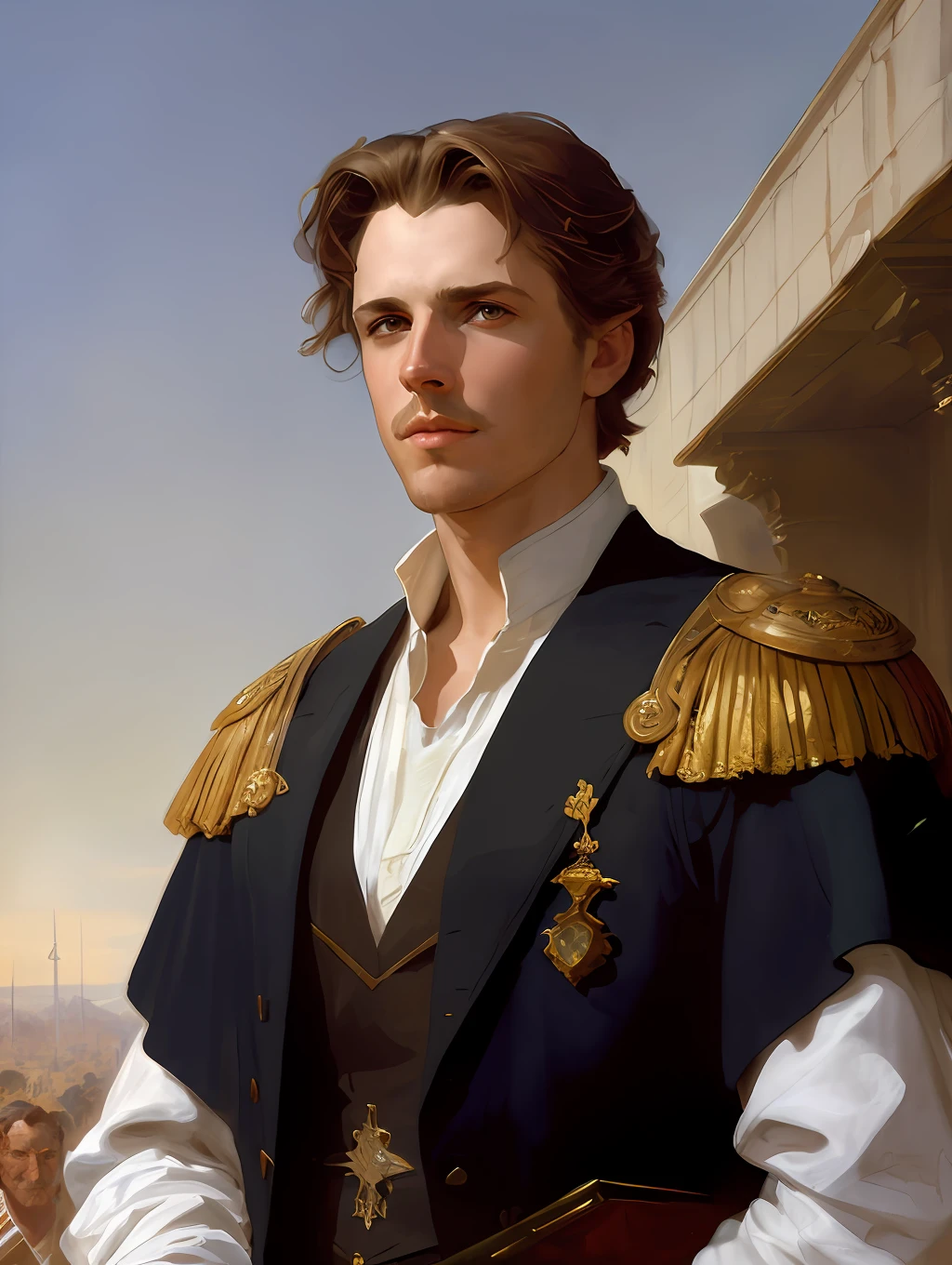 (Masterpiece) An insanely handsome young lord, white skin, light brown short messy hair, blue eyes, perfect face, extremely handsome man, big Greek nose, nice lips, biblical, gospel, digital painting, watercolor painting oil, painterly, by Jeremy Lipking, by Antonio J. Manzanedo, Alphonse Mucha, Fuller Graves, Bartolome Esteban Murillo, JC Leyendecker, Craig Mullins, Peter Paul Rubens Detailed Painting, CGSetivity, ArtStation HD, High Detail, Photorealism, Concept Art, ArtStation HD, official art, trend in the artstation, 8k.