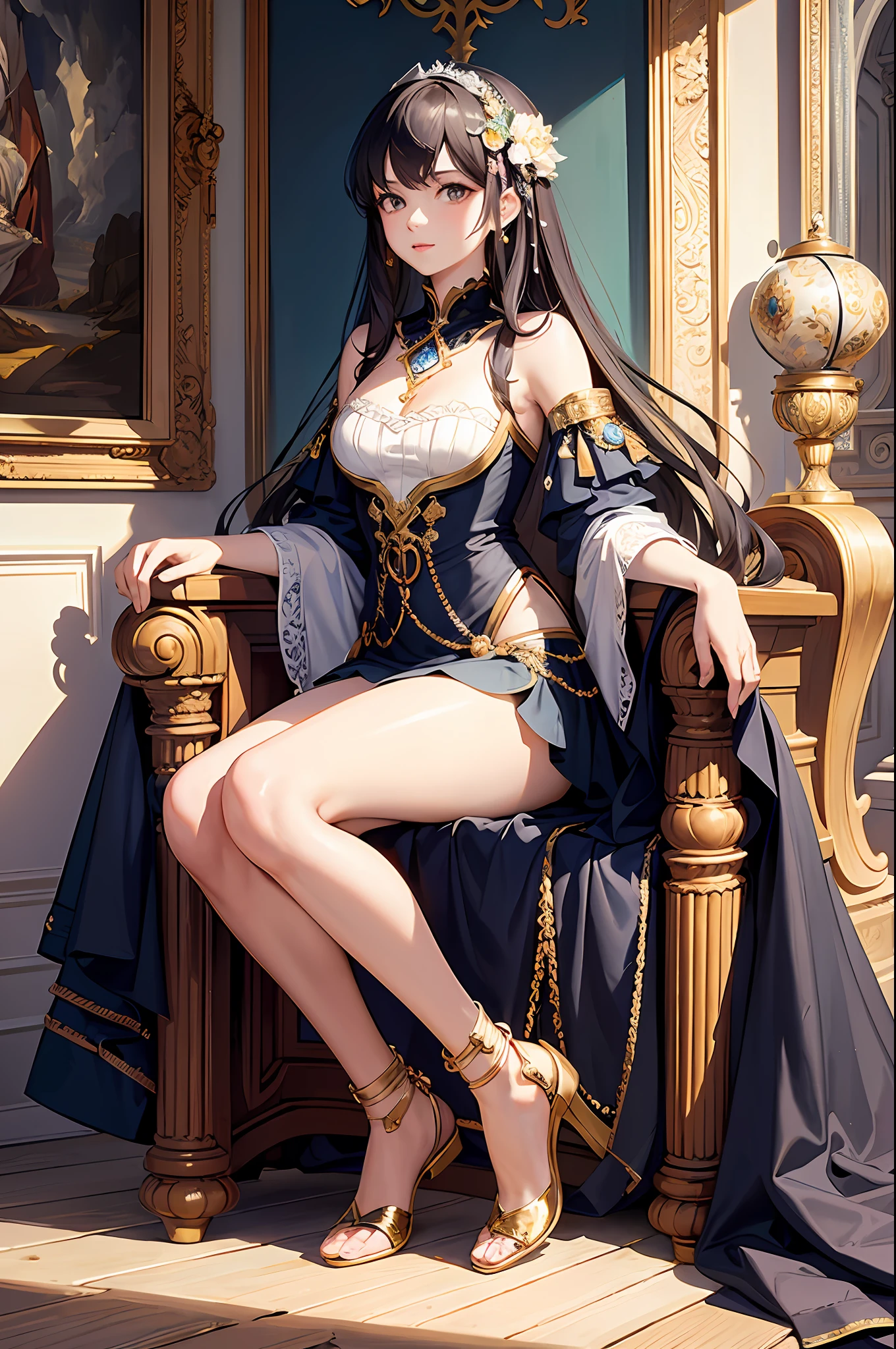 (Masterpiece, Top Quality, Best Quality, Official Art, Beautiful and Aesthetic: 1.2), (1 Girl: 1.3), (Fractal Art: 1.3), Seated