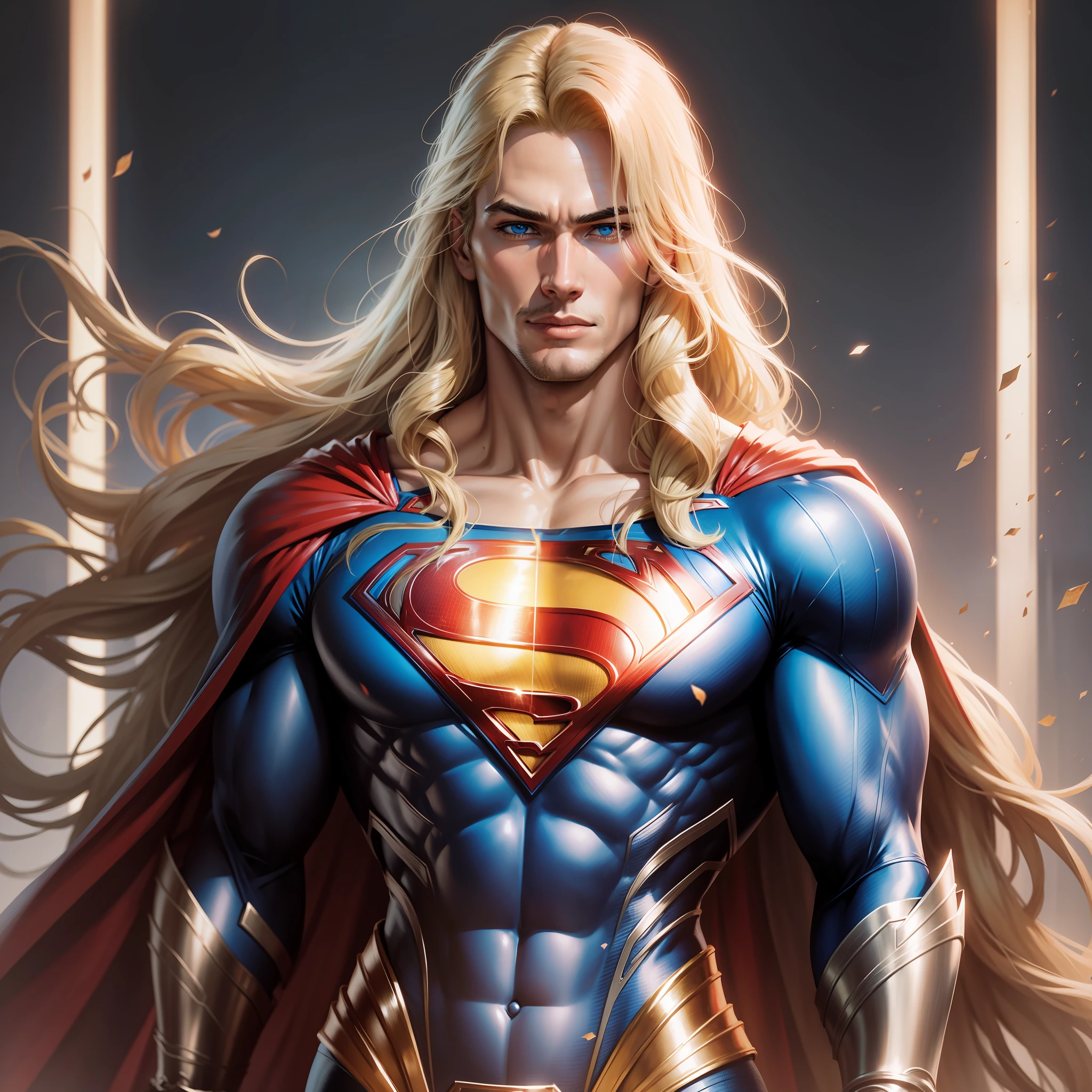 Superman with long blond hair