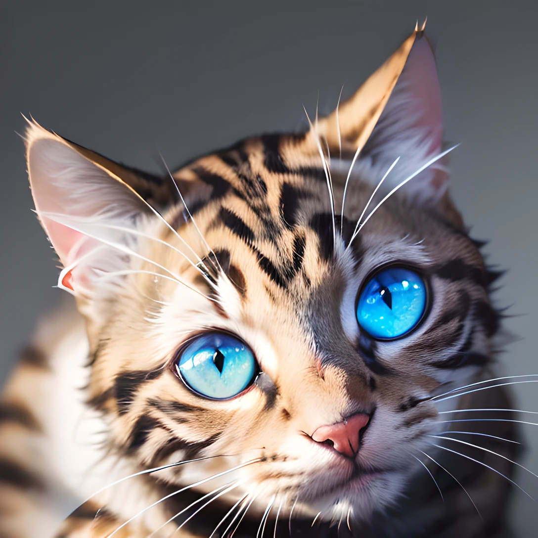 (cat, full body:1.4), masterpiece, best quality, 8k, absurdres, ultra realistic, highres, photography, film grain, chromatic aberration, sharp focus, HDR, facelight, dynamic lighting, cinematic lighting, professional shadow, simple background, (grey background:1.4), highest detailed, extreme detailed, ultra detailed, finely detail, sharp pupils, realistic pupils