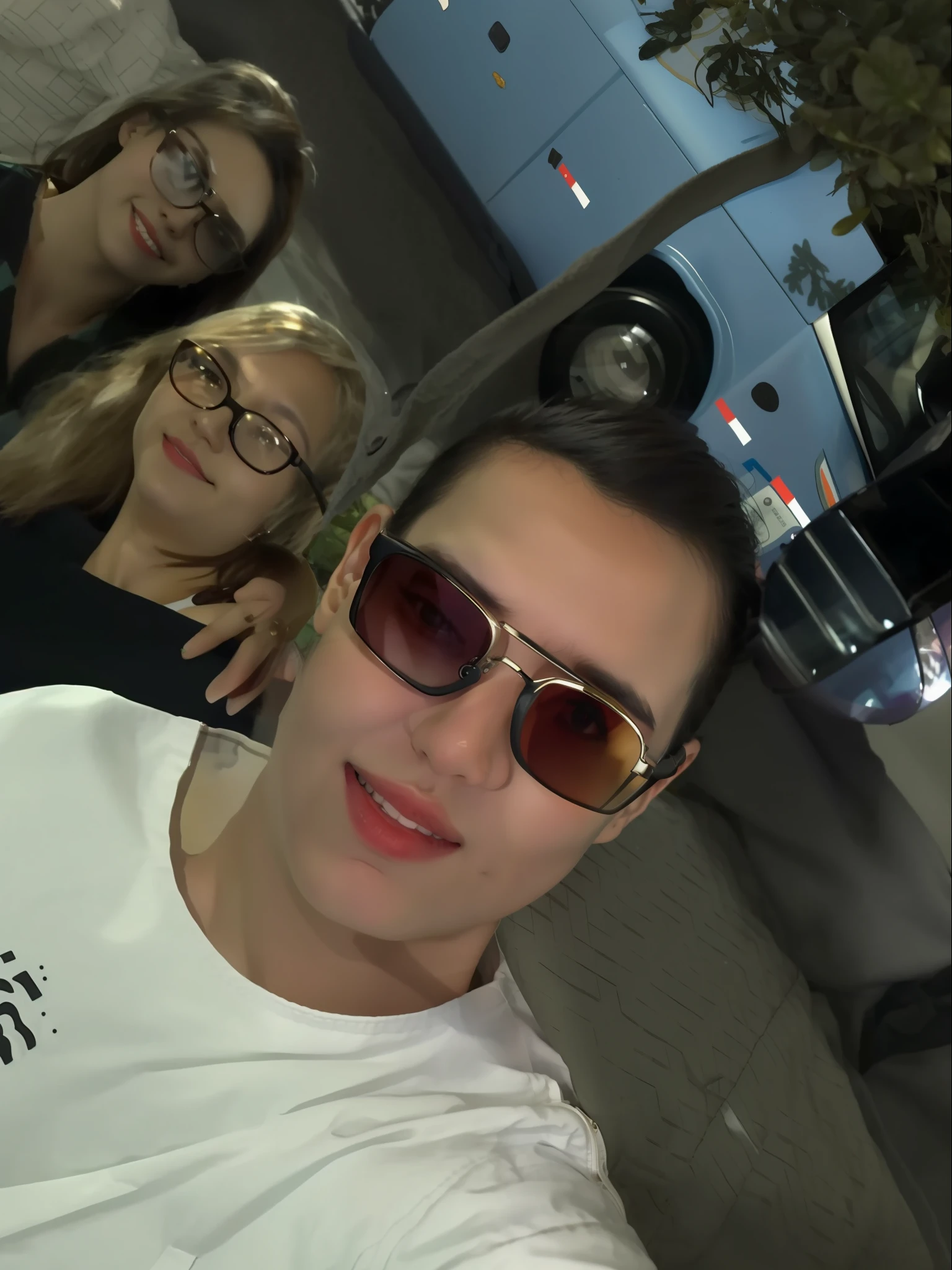 Remove the prescription glasses and replace them with a Sunglasses
