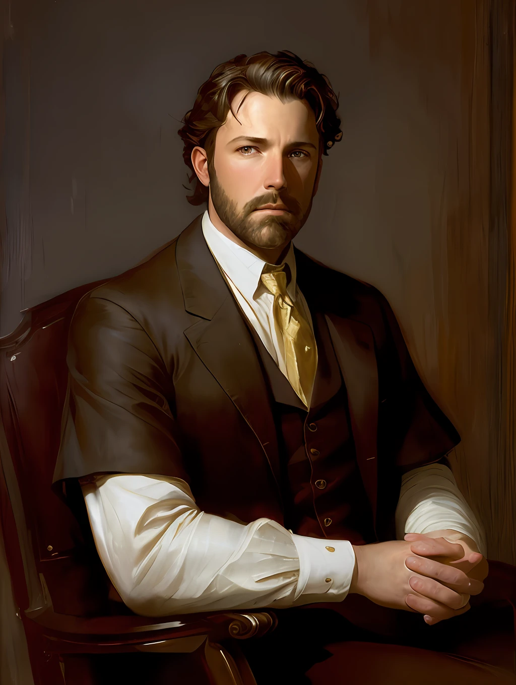 (Masterpiece) Ben Affleck as an insanely handsome middle-age man, red skin, black short messy hair, hazel eyes, perfect face, extremely handsome man, big Greek nose, nice lips, biblical, gospel, digital painting, watercolor painting oil, painterly, by Jeremy Lipking, by Antonio J. Manzanedo, Alphonse Mucha, Fuller Graves, Bartolome Esteban Murillo, JC Leyendecker, Craig Mullins, Peter Paul Rubens Detailed Painting, CGSetivity, ArtStation HD, High Detail, Photorealism, Concept Art, ArtStation HD, official art, trend in the artstation, 8k.