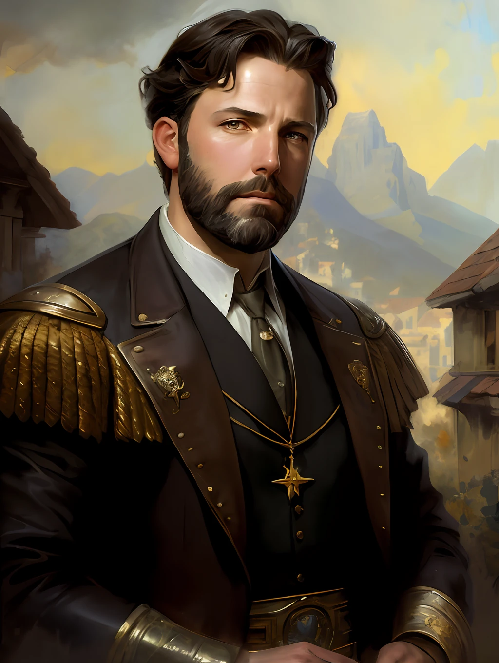 (Masterpiece) Ben Affleck as an insanely handsome middle- man, red skin, black short messy hair, hazel eyes, perfect face, extremely handsome man, big Greek nose, nice lips, biblical, gospel, digital painting, watercolor painting oil, painterly, by Jeremy Lipking, by Antonio J. Manzanedo, Alphonse Mucha, Fuller Graves, Bartolome Esteban Murillo, JC Leyendecker, Craig Mullins, Peter Paul Rubens Detailed Painting, CGSetivity, ArtStation HD, High Detail, Photorealism, Concept Art, ArtStation HD, official art, trend in the artstation, 8k.