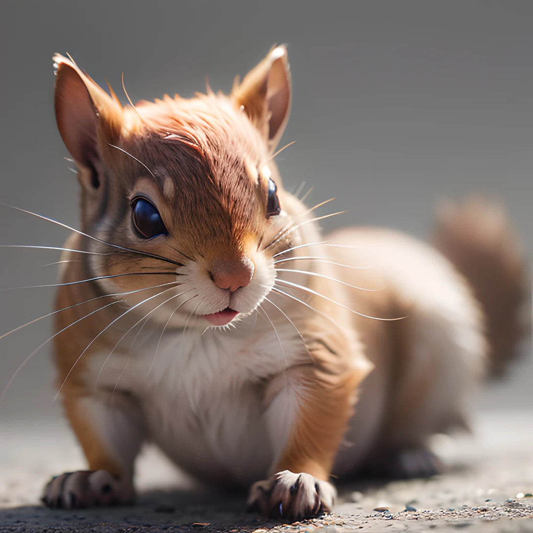 squirrel, (full body:1.8), masterpiece, best quality, 8k, absurdres, ultra realistic, highres, photography, film grain, chromatic aberration, sharp focus, HDR, facelight, dynamic lighting, cinematic lighting, professional shadow, simple background, (grey background:1.4), highest detailed, extreme detailed, ultra detailed, finely detail, (sharp pupils, realistic pupils:0.8)