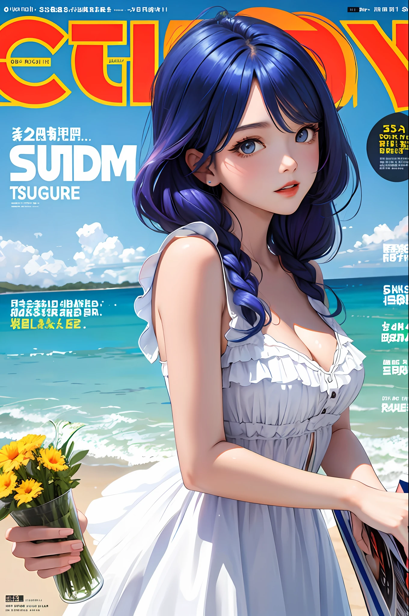 Masterpiece, Superb Style, Summer Dress, Colored Hair, Outdoor, Magazine Cover, Upper Body,