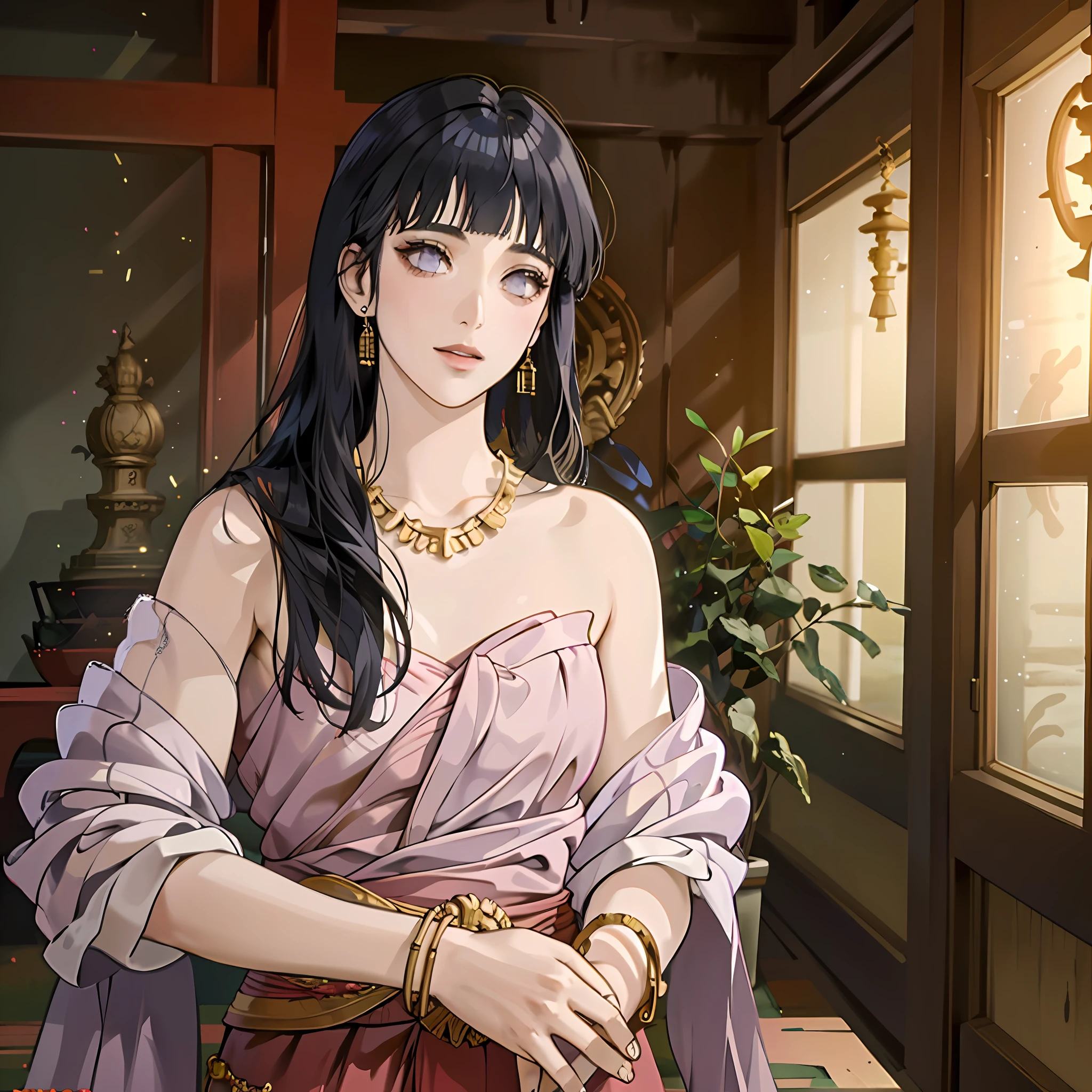 detailed face, detailed eyes, shiny skin,
(extremely detailed 8k wallpaper),(8k, RAW photo, HDR, absurdres:1.2,best quality, masterpiece:1.2), (realistic, photo-realistic:1.37),best quality, realistic, photorealistic,ultra detailed,extremely detailed face,BRIGHT LIGHT,ultrawide shot, 8k uhd, dslr, soft lighting, high quality, film grain, Fujifilm XT3
tradition gold body strap,
red sabai dress,
thai traditional necklace,
thai traditional bracelets,
thai traditional belt,
thai traditional earring,
strapless thai traditional dress,
temple,indoor,Statue of Buddha, ((blunt bangs)), dark blue hair, purple eyes, long hair, detailed face, 1 girl