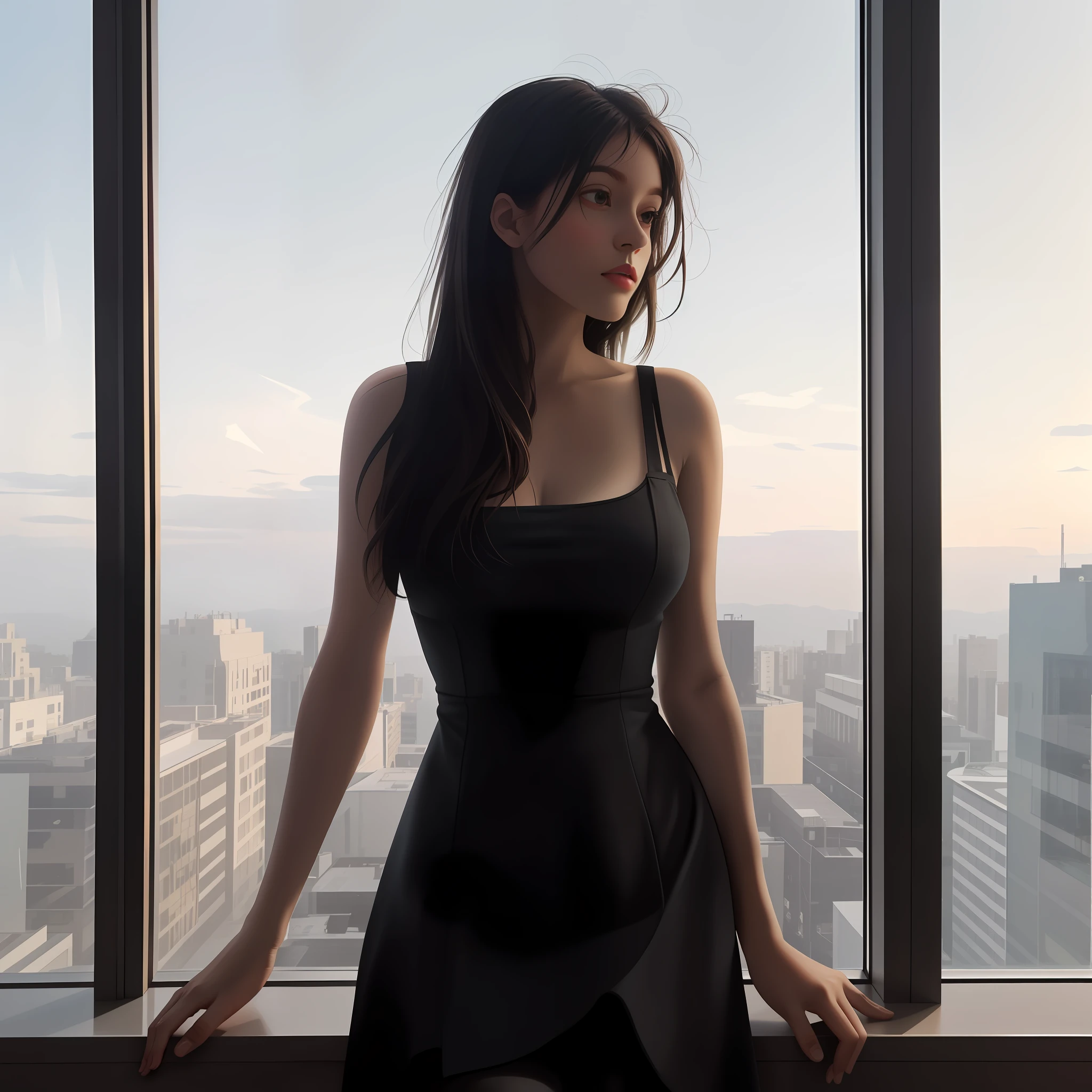 Girls, floor-to-ceiling windows