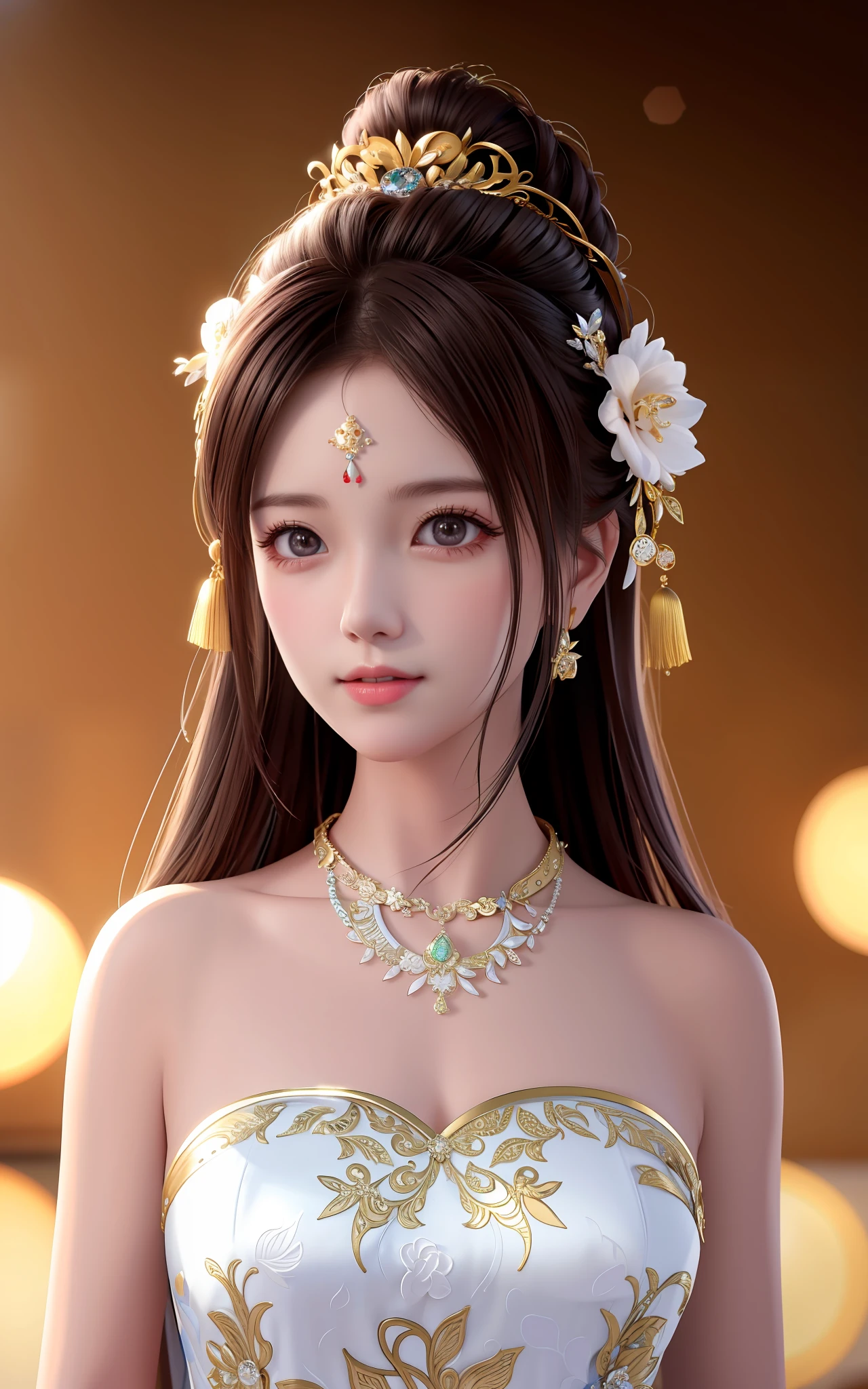 best quality, masterpiece, highres, 1girl,china wedding dress,hair ornament,necklace, jewelry,Beautiful face,upon_body, tyndall effect,photorealistic, dark studio, rim lighting, two tone lighting,(high detailed skin:1.2), 8k uhd, dslr, soft lighting, high quality, volumetric lighting, candid, Photograph, high resolution, 4k, 8k, Bokeh