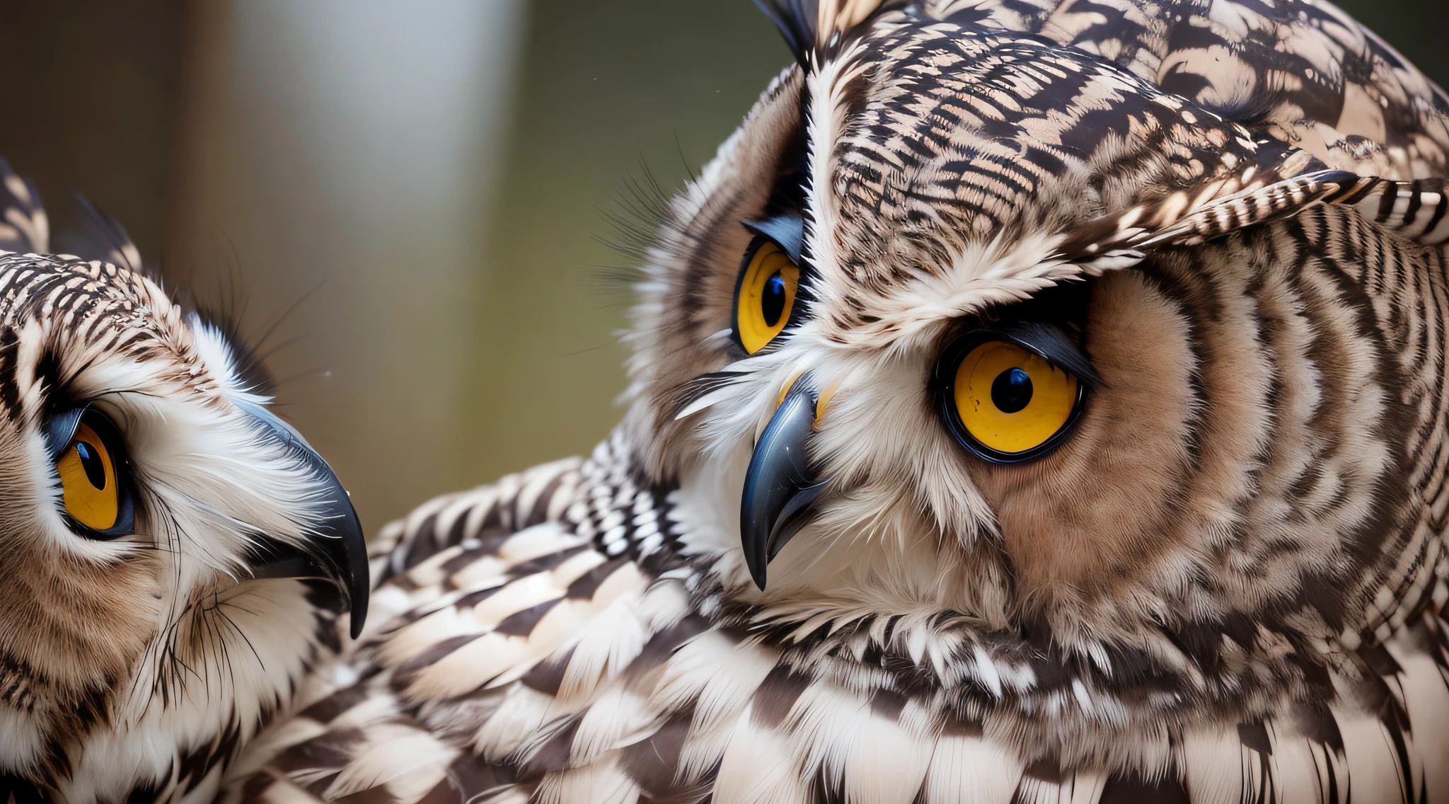 Capture the mesmerizing beauty of a Suindara owl in an awe-inspiring hyper-realistic portrait. The owl should be the main subject, showcasing intricate details of its feathers, piercing eyes, and distinctive facial features. The image should be in high-definition (HD) and rendered in stunning 8K resolution, bringing out every nuance and texture of the owl's plumage. Utilize expert lighting techniques to create a dramatic ambiance, highlighting the owl's majestic presence. --auto --s2