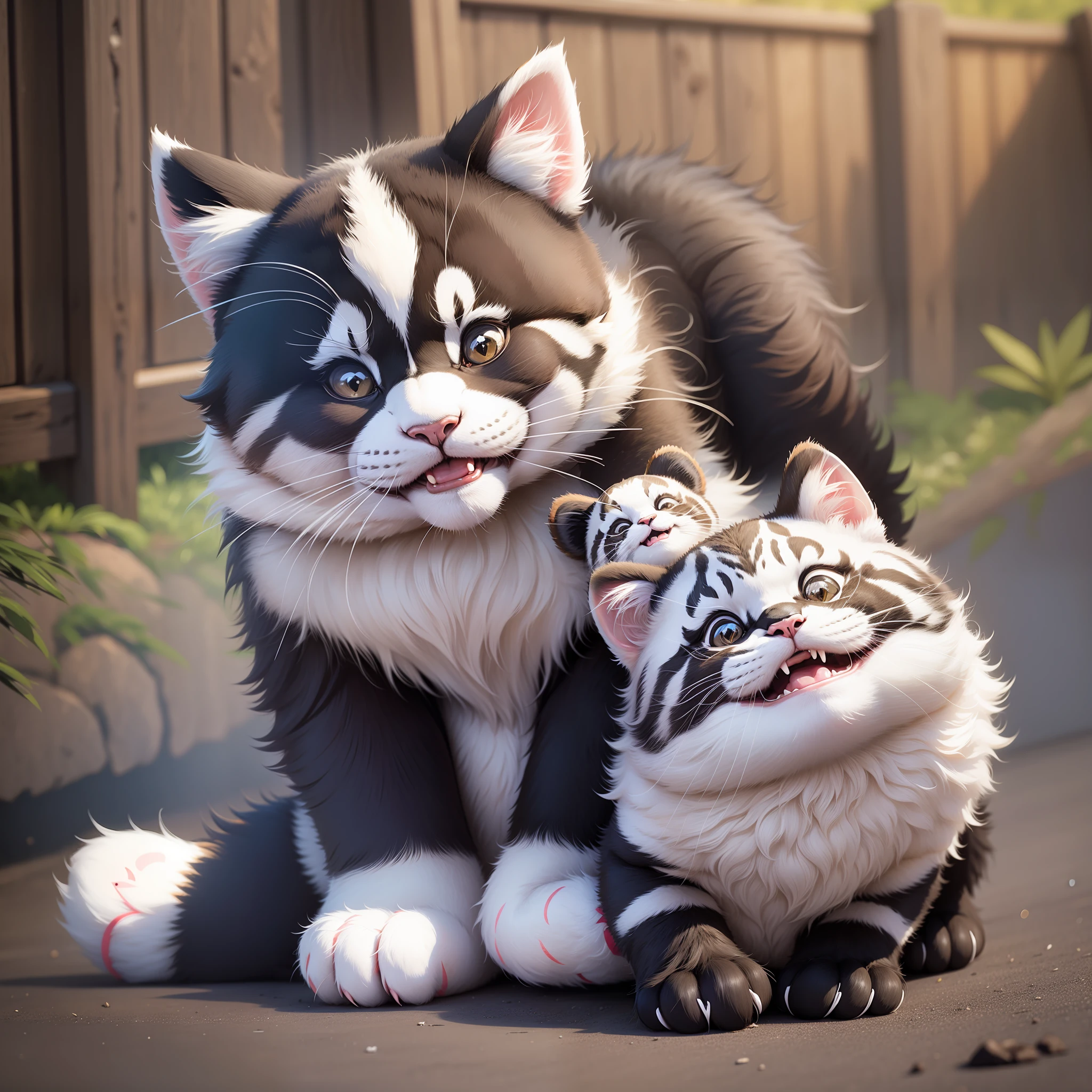 laughing cat, panda cat, live-action, panda cat