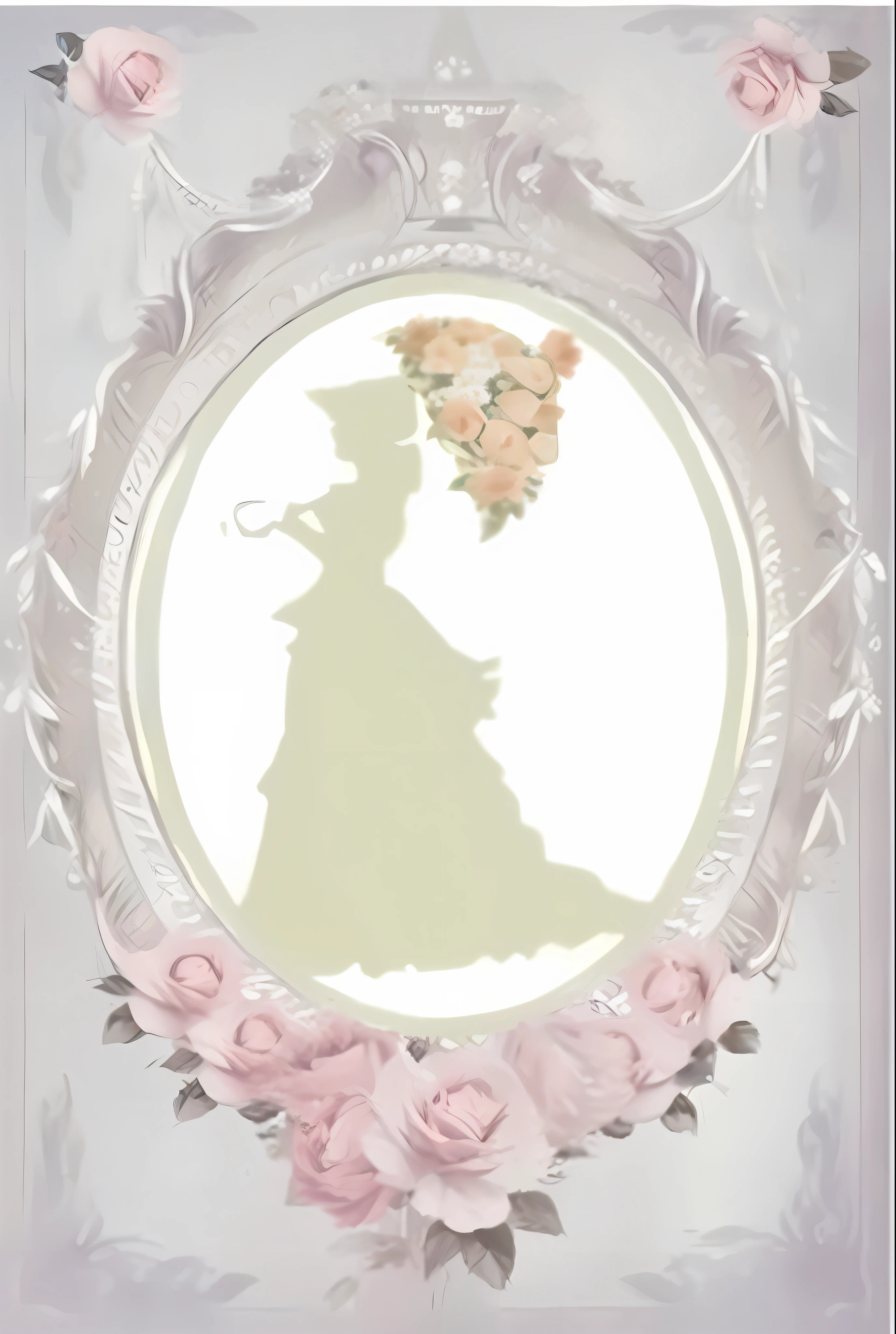 a closeup of a photo of a woman in a dress with flowers, Victorian lady, inspired by Cassandra Austen, Victorian style, inspired by Kate Greenaway, Victorian setting, Victorian fusion, Rococo and Art Nouveau, inspired by Mary Elizabeth Groom, Rococo ivory, illustration vignette, inspired by Zsuzsa Máthé, inspired by Margaret Brundage turn into a logo --auto --s2