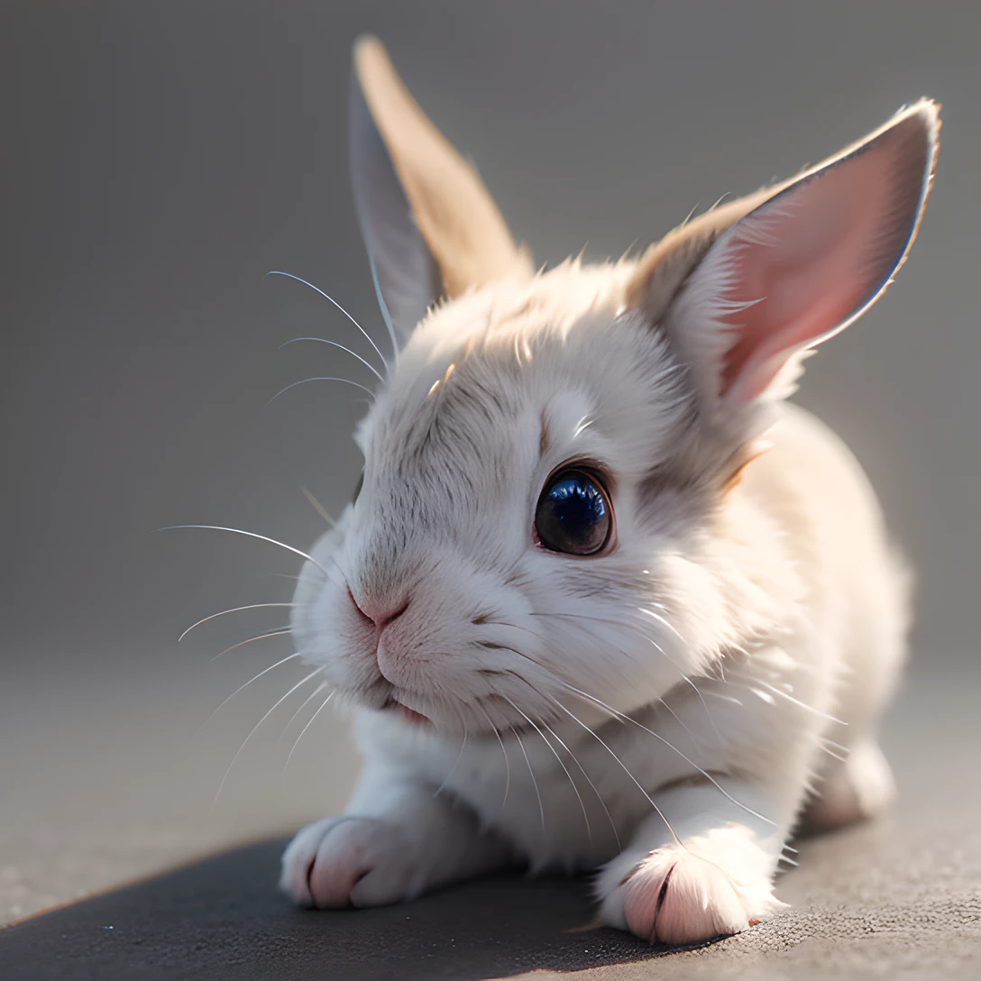 rabbit, (full body:1.5), masterpiece, best quality, 8k, absurdres, ultra realistic, highres, photography, film grain, chromatic aberration, sharp focus, HDR, facelight, dynamic lighting, cinematic lighting, professional shadow, simple background, (grey background:1.4), highest detailed, extreme detailed, ultra detailed, finely detail, full body