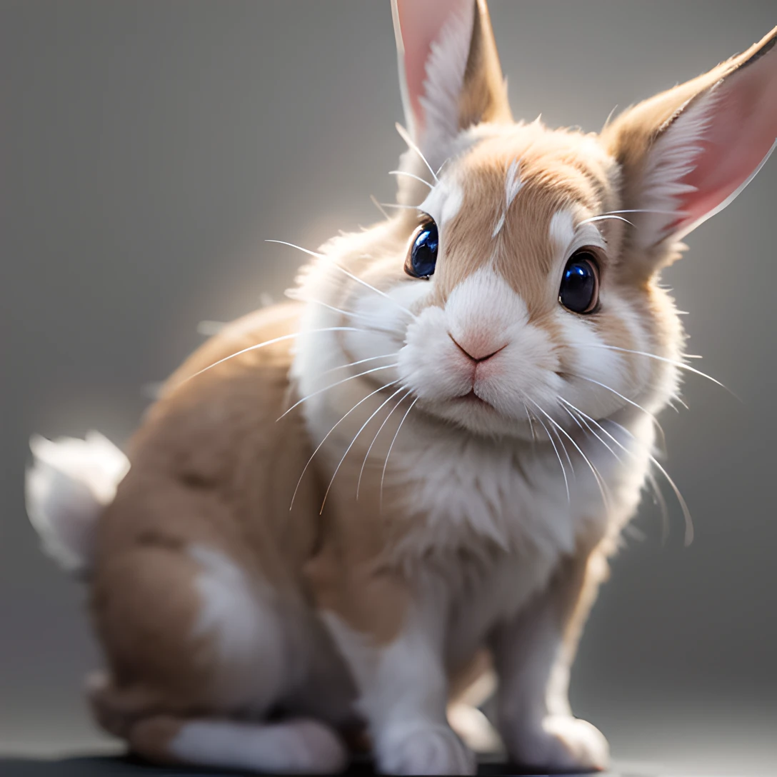 rabbit, (full body:1.2), side shot, masterpiece, best quality, 8k, absurdres, ultra realistic, highres, photography, film grain, chromatic aberration, sharp focus, HDR, facelight, dynamic lighting, cinematic lighting, professional shadow, simple background, (grey background:1.4), highest detailed, extreme detailed, ultra detailed, finely detail, full body, (sharp pupils, realistic pupils:0.2)